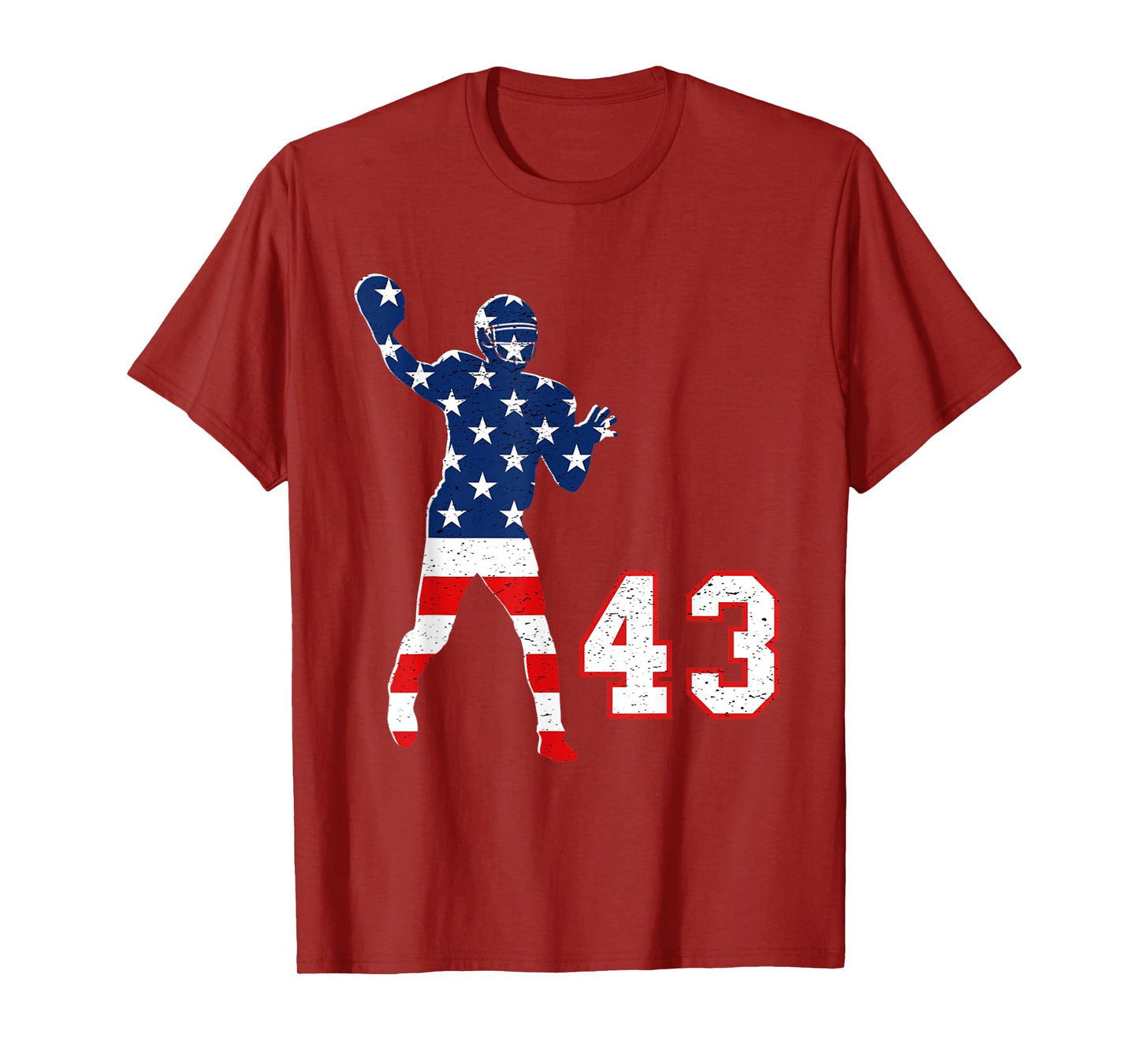 Football number 43 with American USA flag T-Shirt
