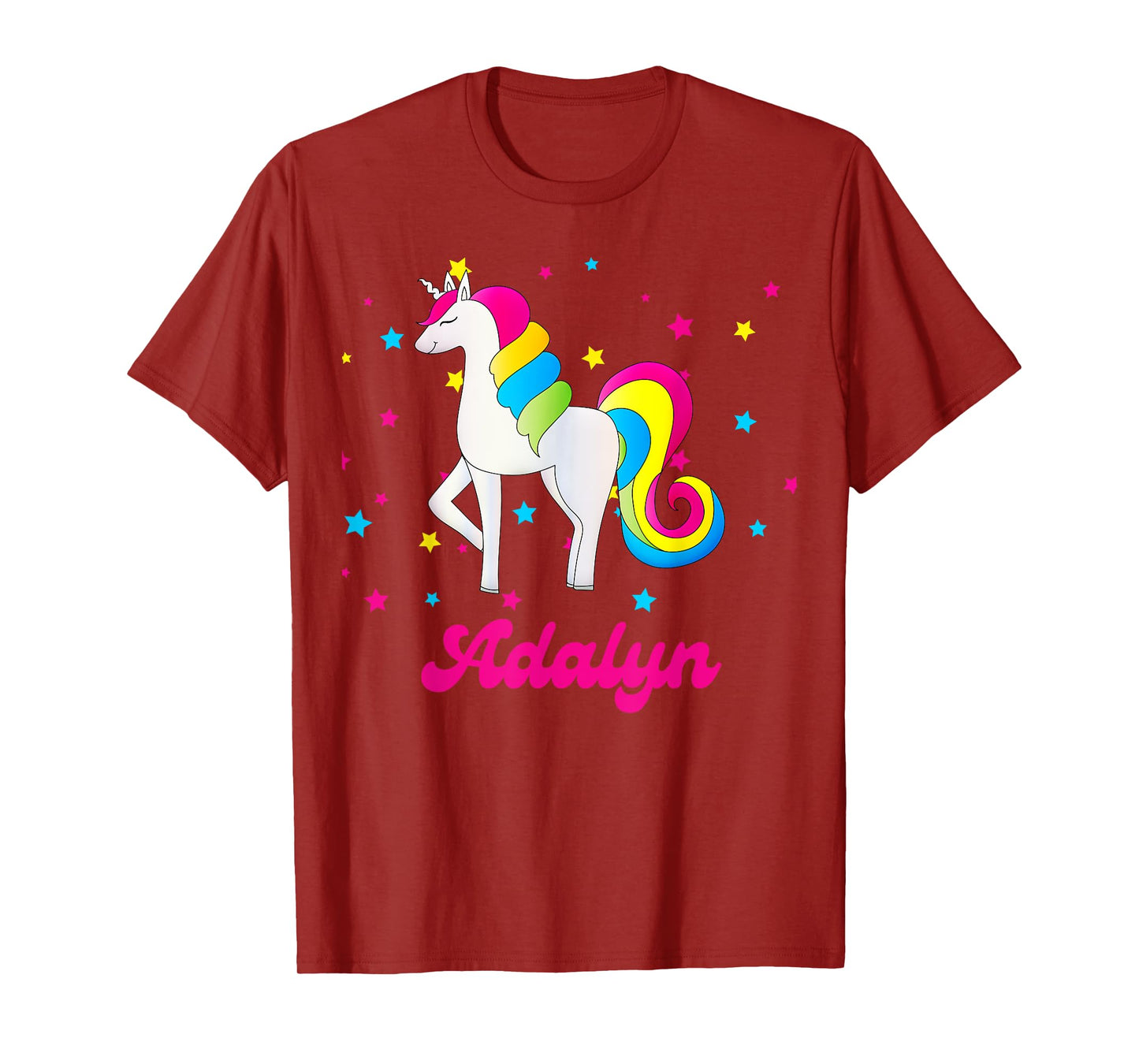 Cute Rainbow Unicorn Pink and Blue Personalized Adalyn T-Shirt
