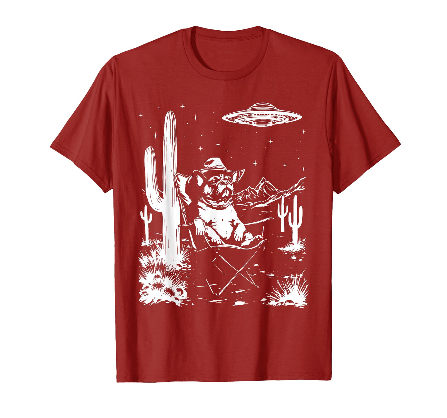 French Bulldog Frenchie Cowboy Hat Vintage UFO Western Funny T-Shirt