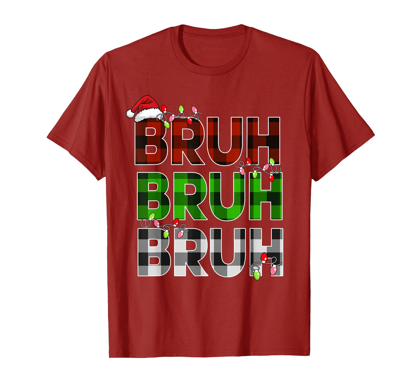 Bruh Bruh Bruh Xmas Lights Teens Girls Boys Christmas Plaid T-Shirt