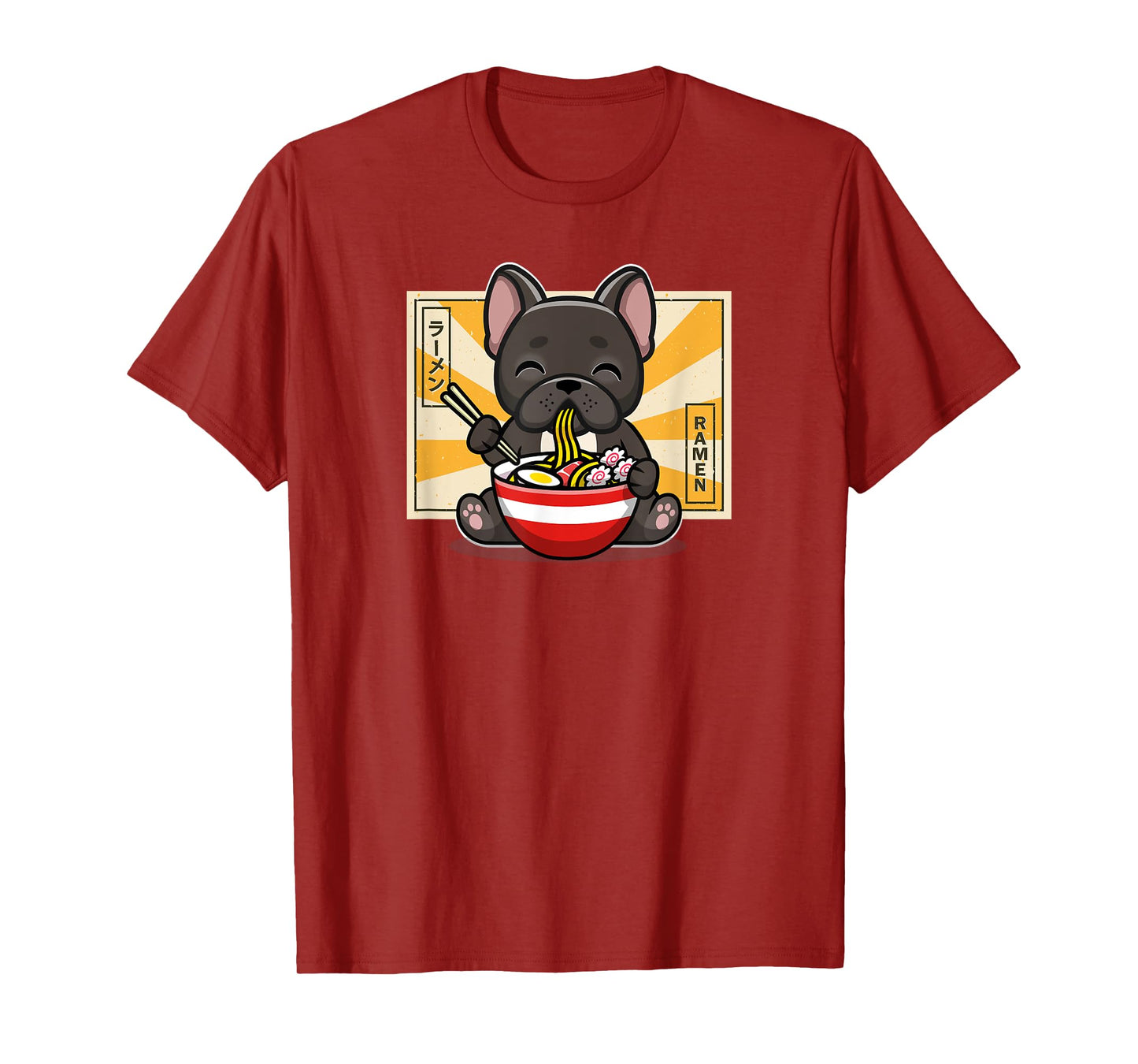 Cute Funny Kawaii Kids Japanese Ramen Black Frenchie Lover T-Shirt