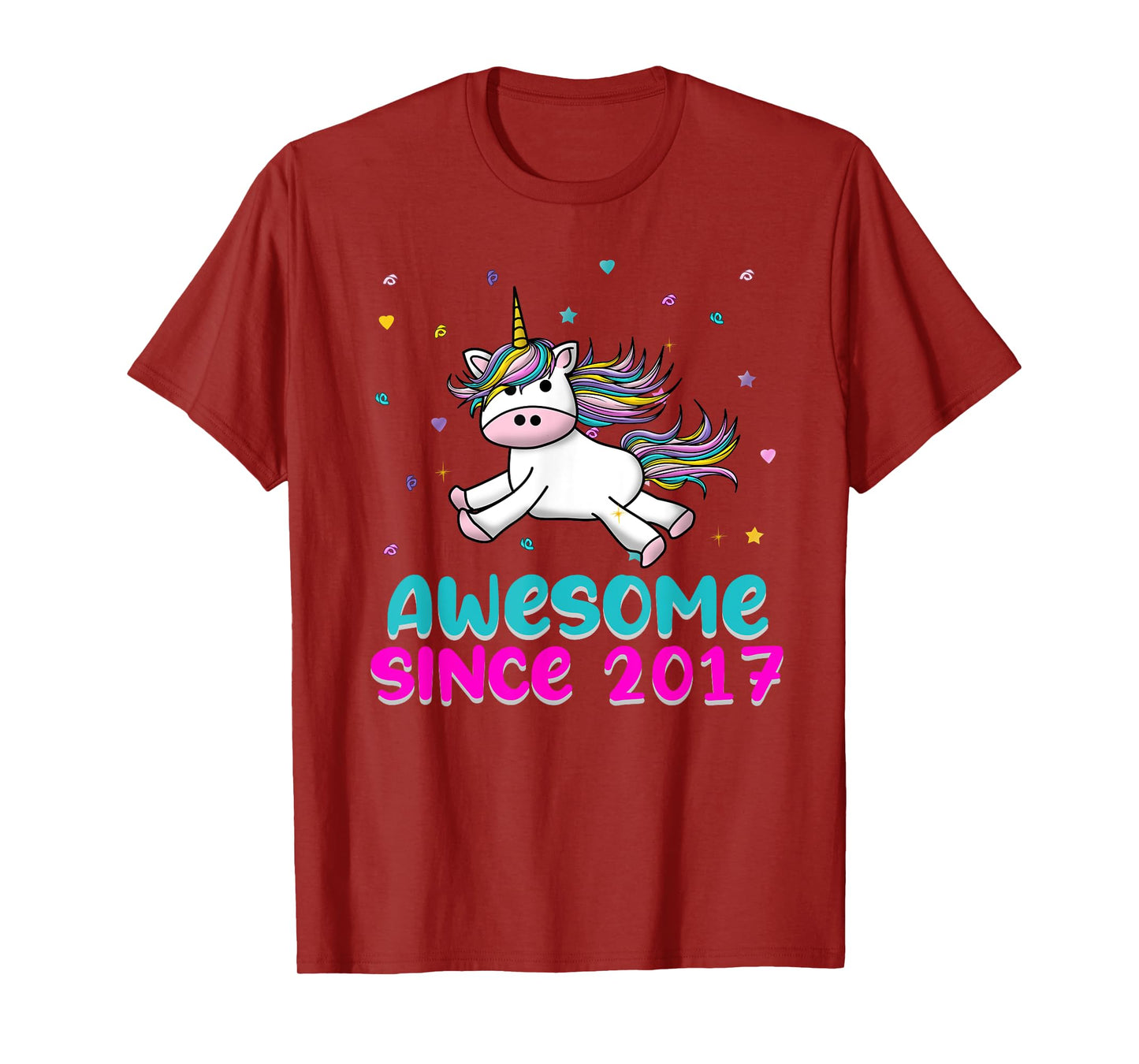 Unicorn Birthday Girl Gift Love Awesome Since 2017 T-Shirt