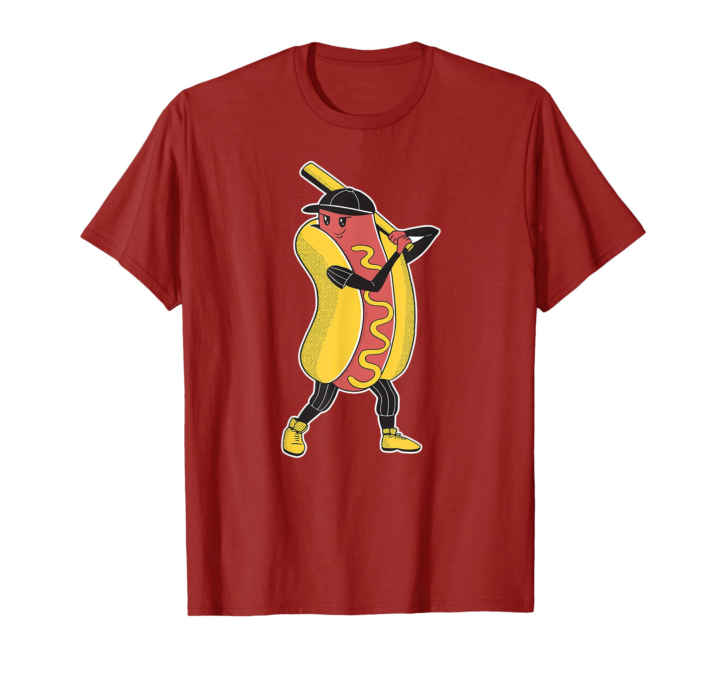 Comic Hot Dog Playing Baseball for Men Women Children T-Shirt
