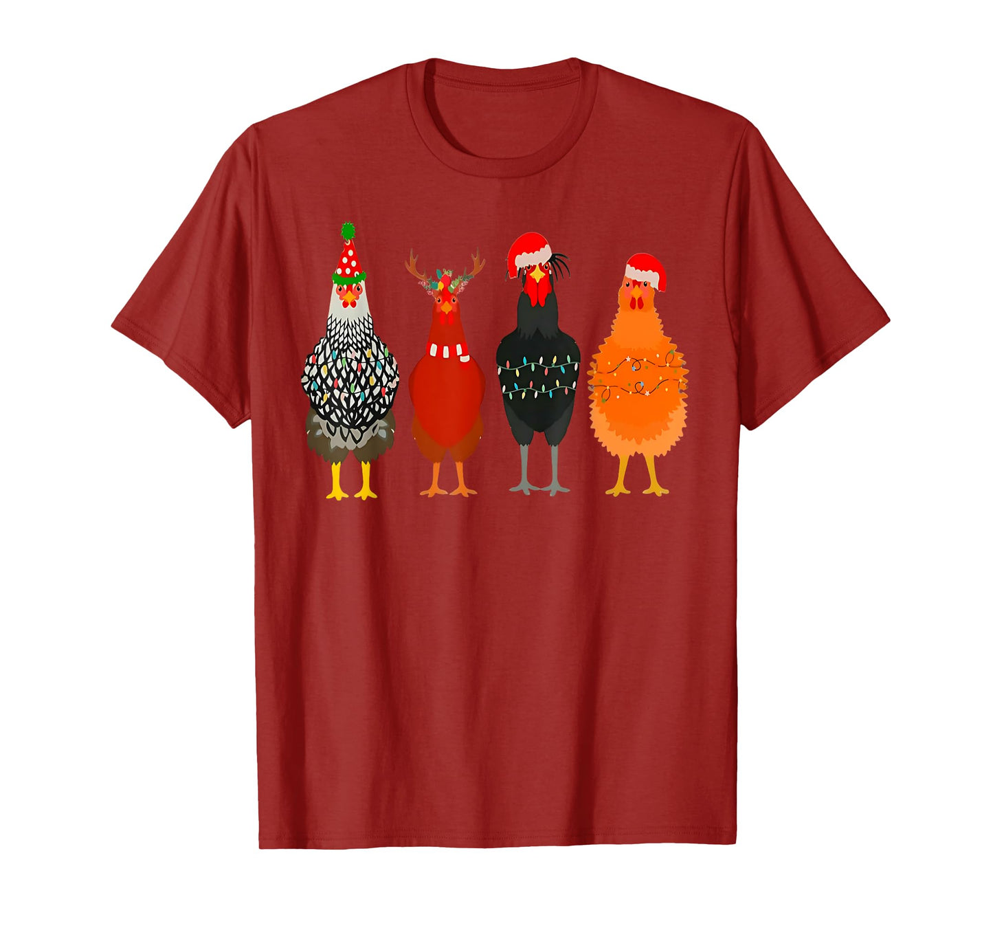 Cute Christmas Chickens Santa Farm Chickens Animals Pajamas T-Shirt