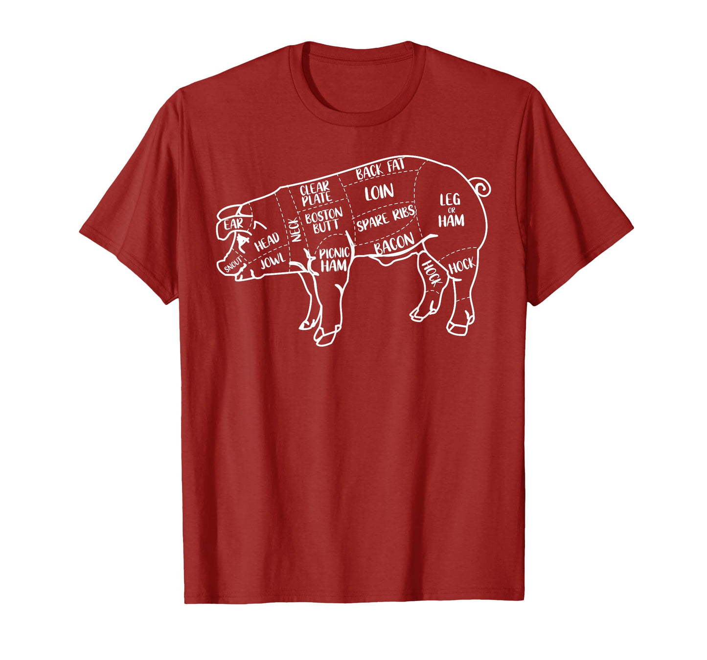 Pig and Pork Diagram design, Butcher design, Bacon gift T-Shirt