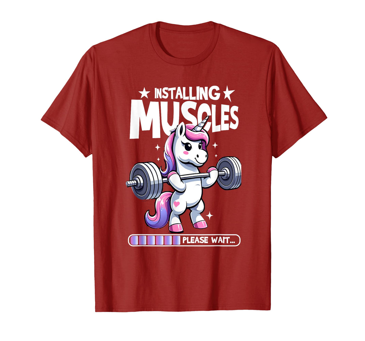 Installing Muscles Please Wait Bodybuilding Unicorn Weightlifting Fitness Gym Workout T-Shirt