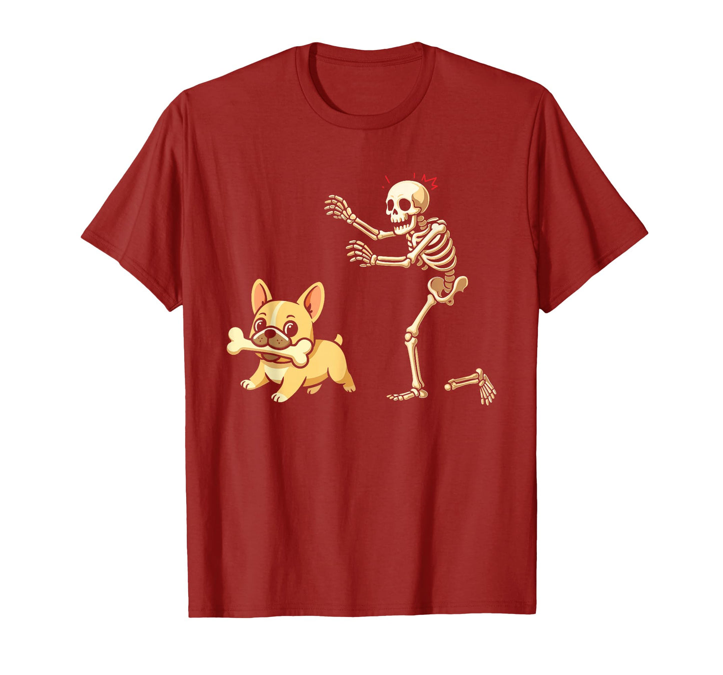Halloween Dog Funny Skeleton Chasing French Bulldog T-Shirt