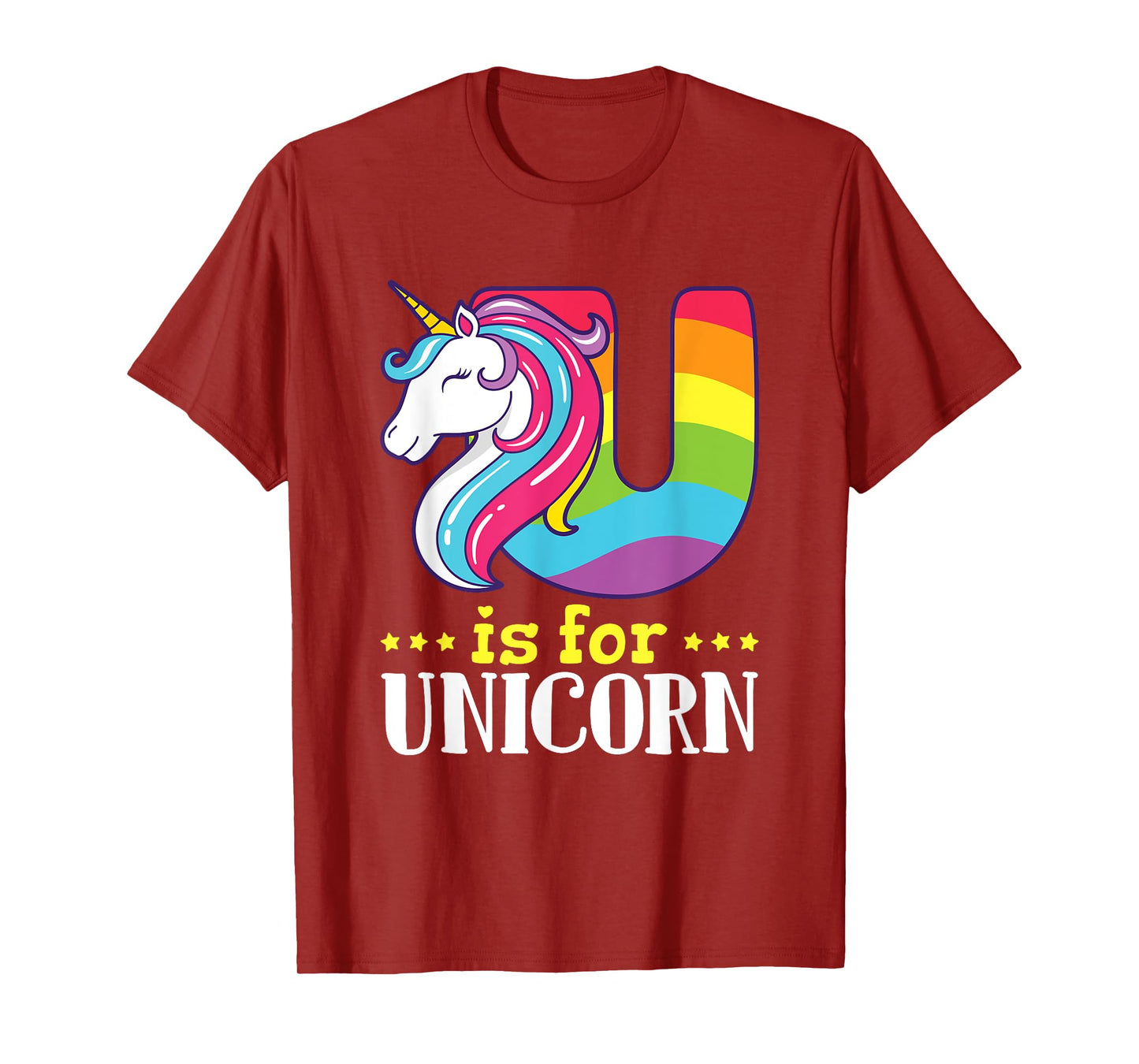 U Is for Unicorn Cute Alphabet Rainbow T-Shirt