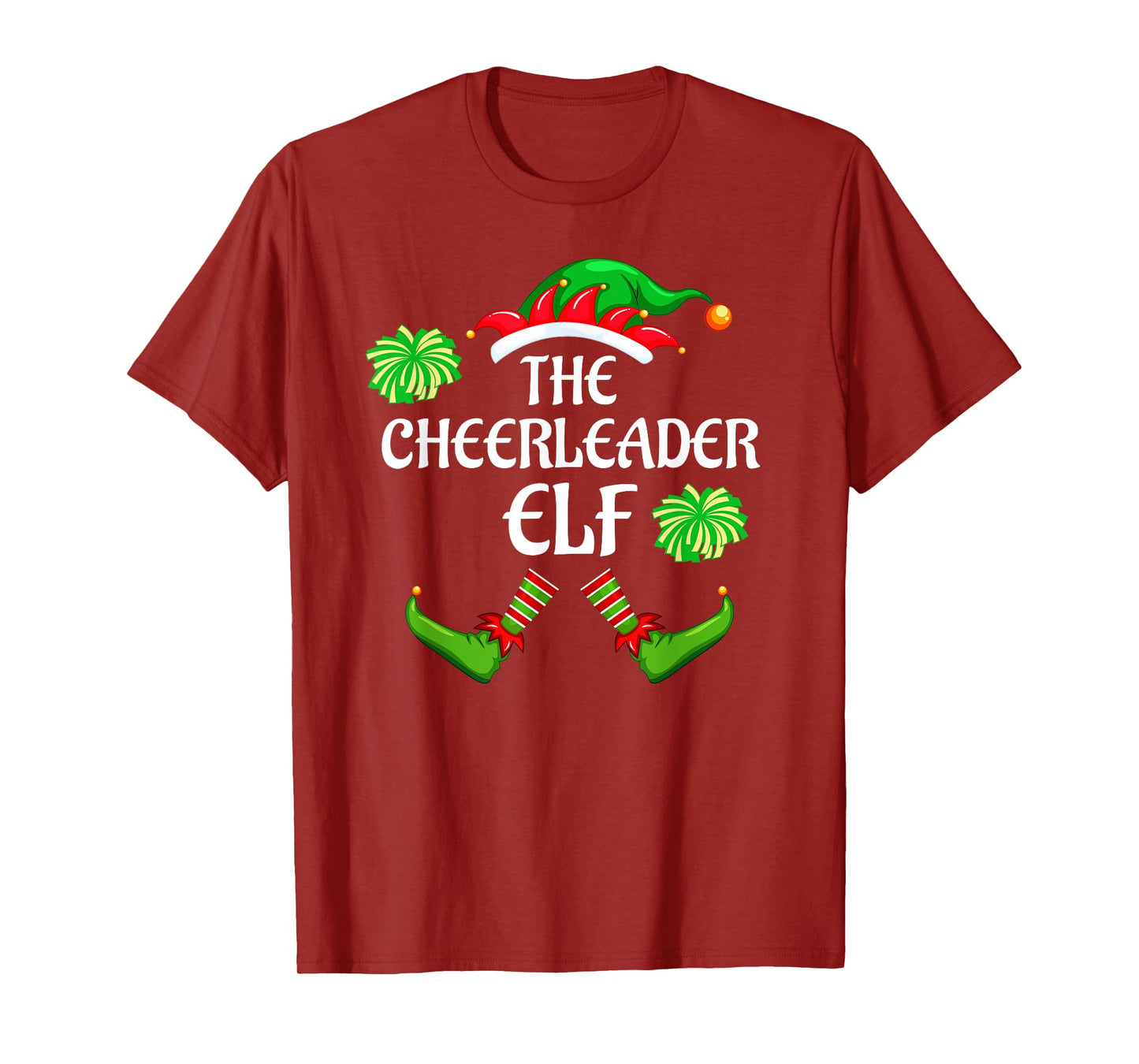 Cheerleader Elf Matching Family Group Christmas Party T-Shirt