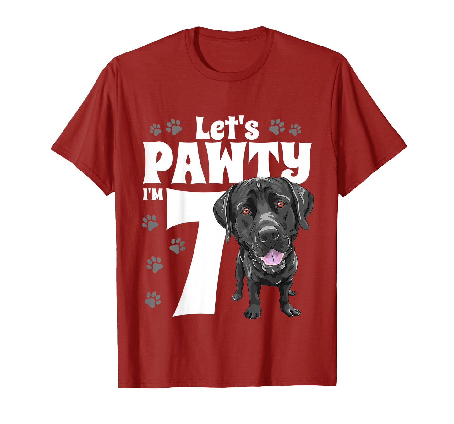7 Year Old Black Lab Dog Birthday Pawty Labrador 7th Gift T-Shirt for Kids