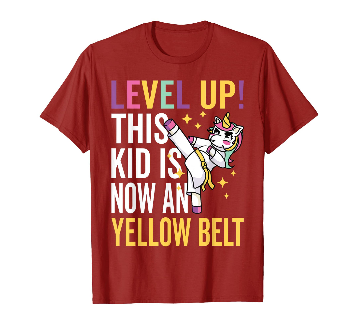 Karate Uniform Unicorn Level Up Yellow Belt Award Ceremony T-Shirt