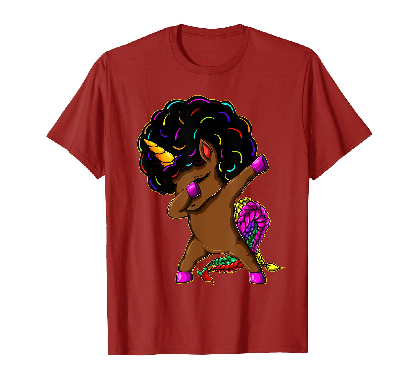 Dabbing Unicorn Afro Natural Hair Black Girl Unicorn T-Shirt