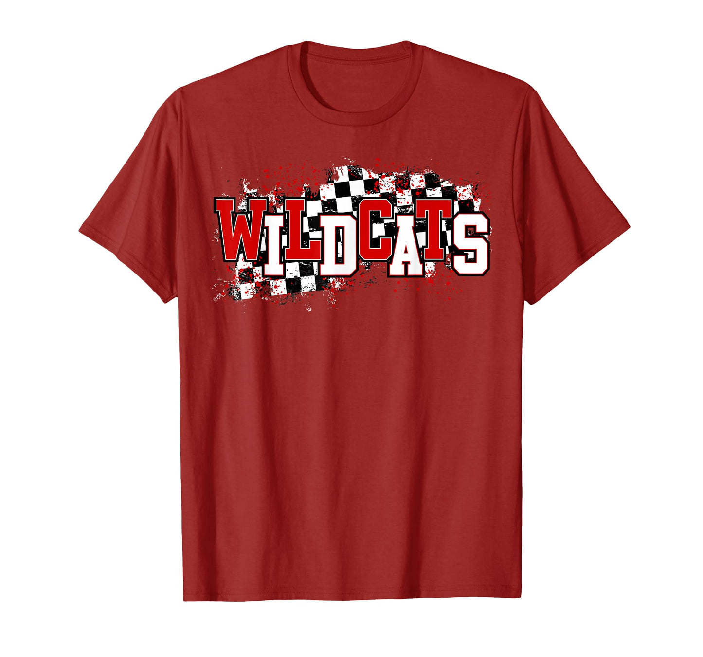 Red Wildcats School Spirit Wildcat Pride Checkered Teacher Men Women Girls Kids T-Shirt