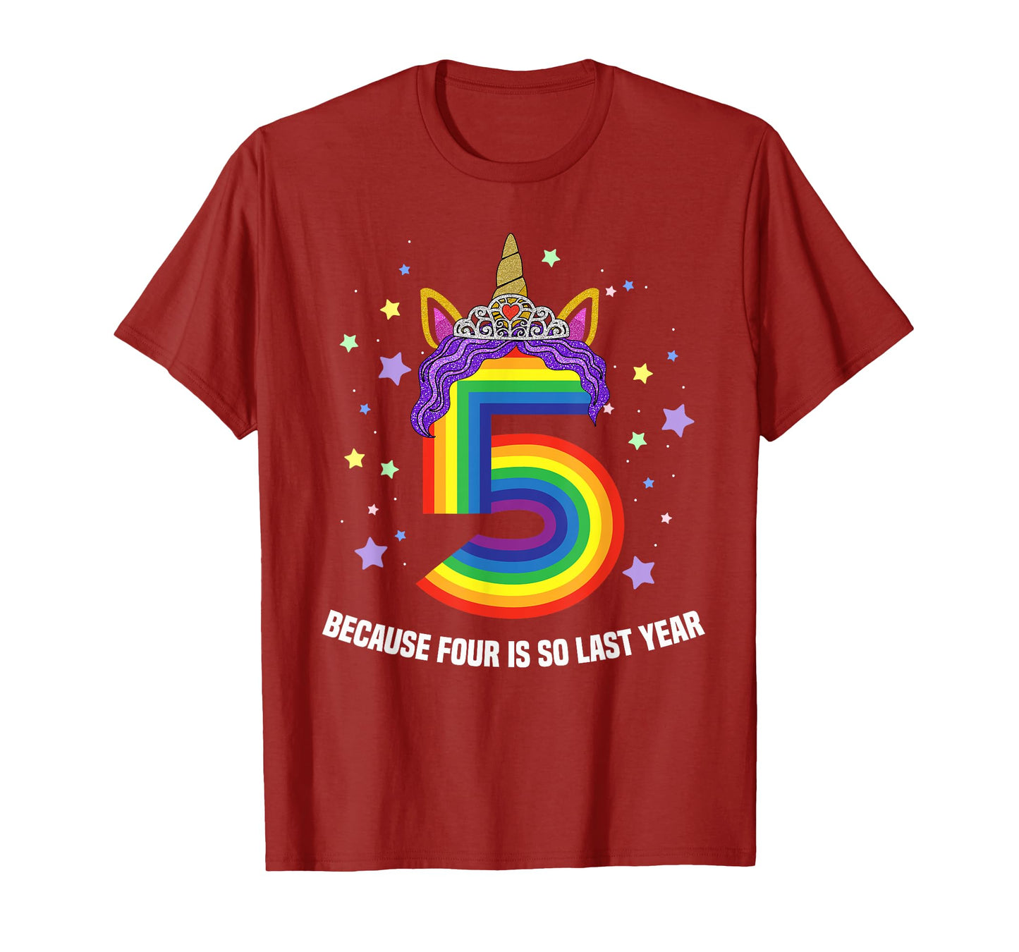5 Years Old Birthday Girl Unicorn Rainbow 5th Birthday Gift T-Shirt