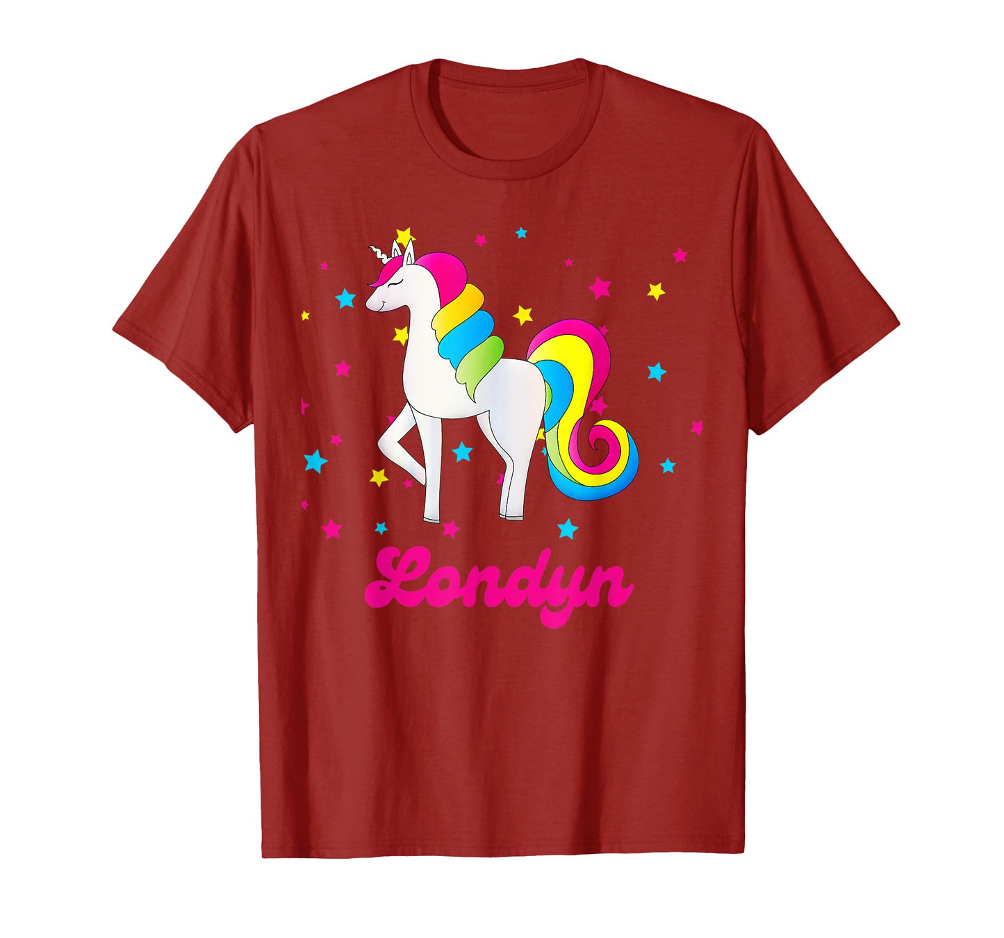 Cute Rainbow Unicorn Pink and Blue Personalized Londyn T-Shirt