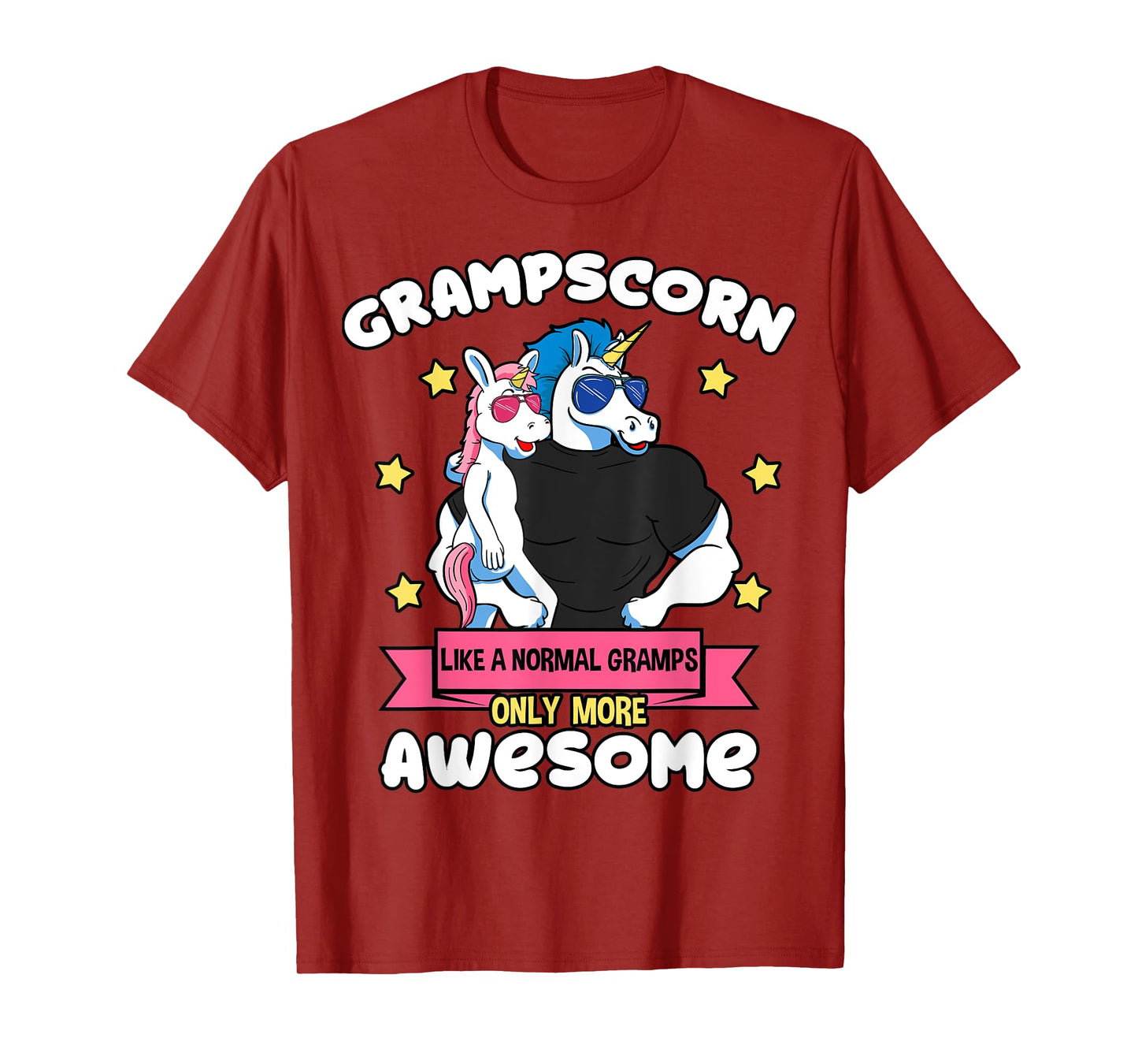 Grampscorn 1 Kid Father's Day Gramps Unicorn Granddaughter T-Shirt