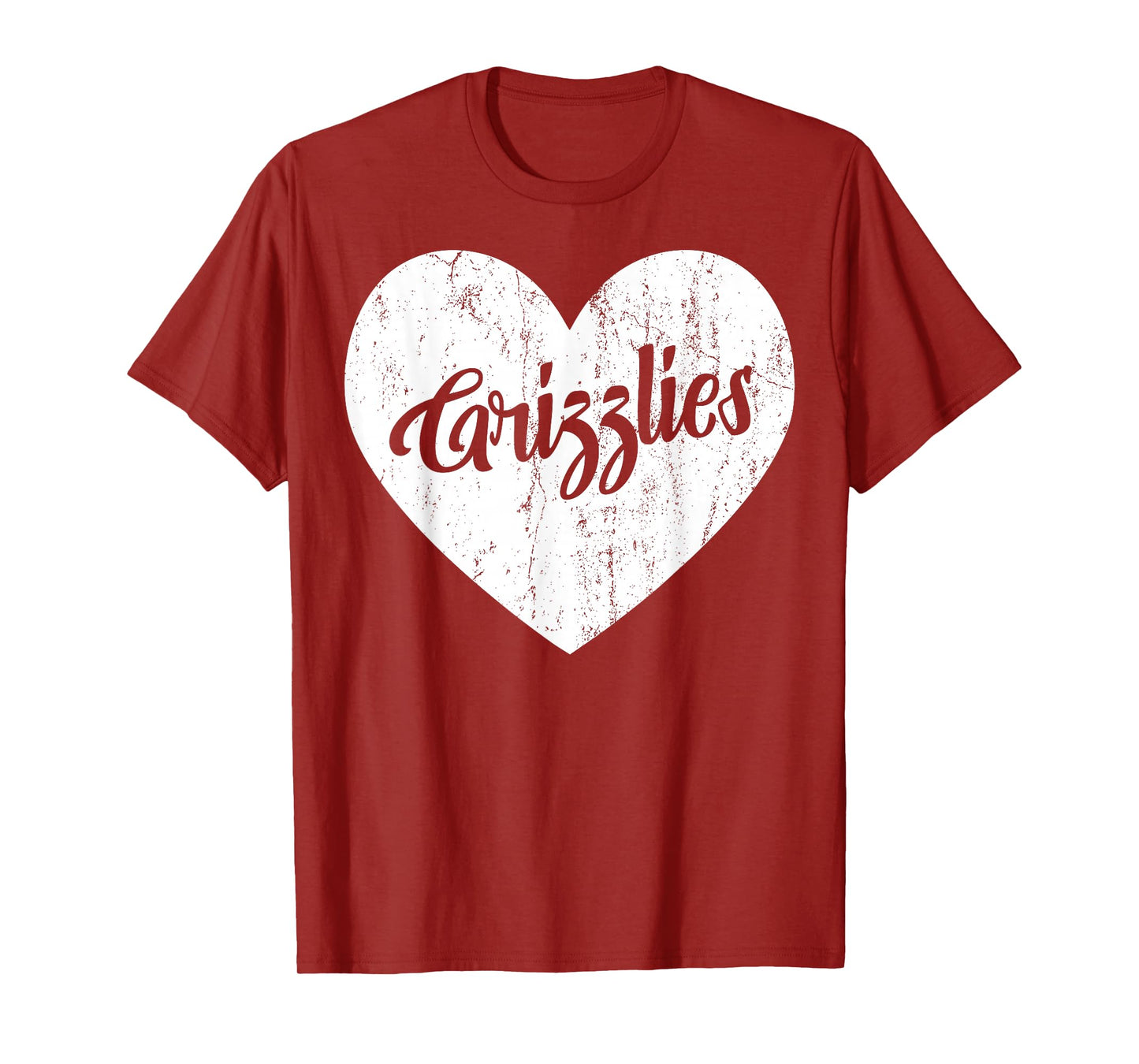 Grizzlies School Sports Fan Team Spirit Mascot Heart Gift T-Shirt