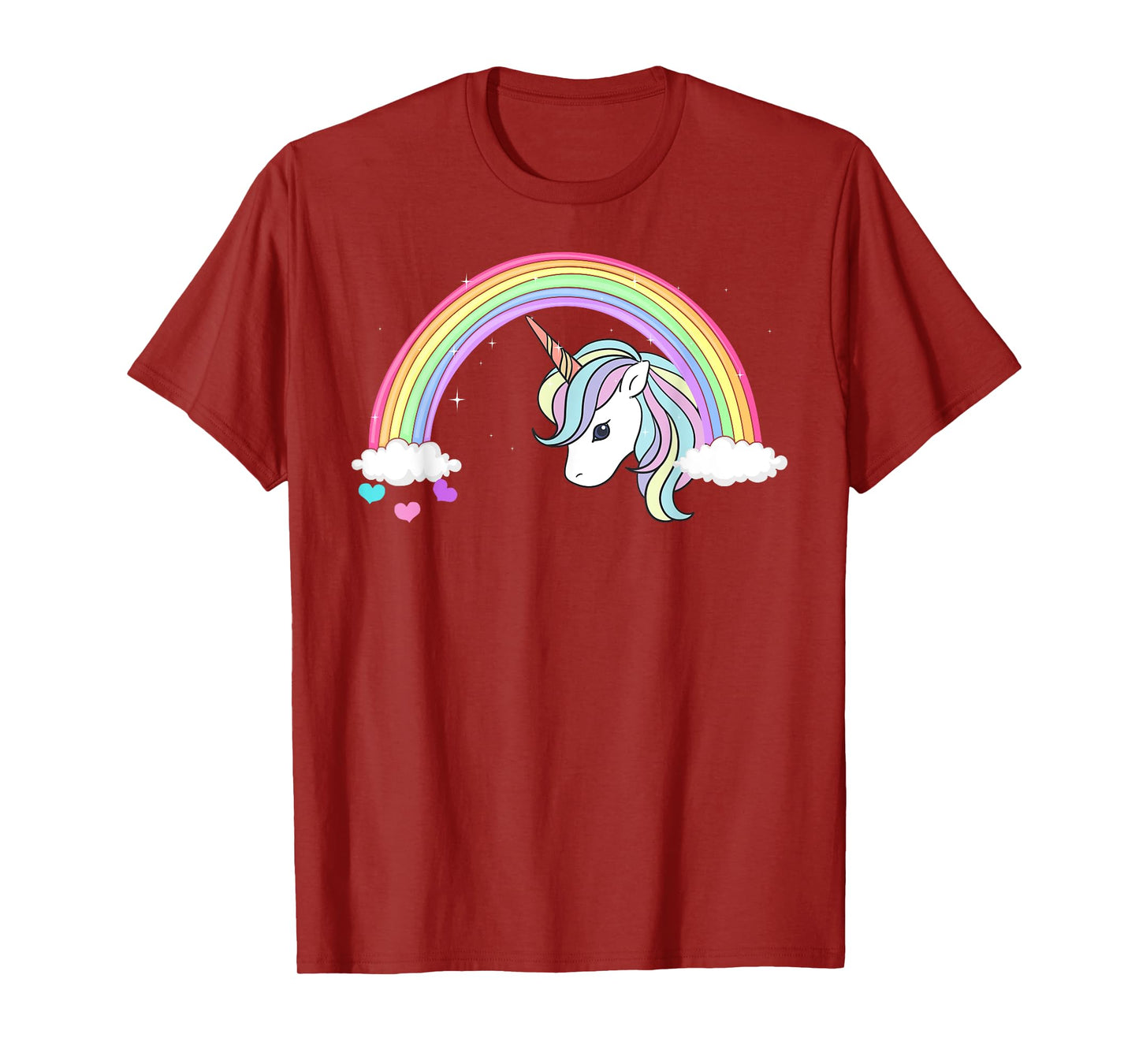 Unicorn Rainbow with Sparkles and Hearts no words wording T-Shirt