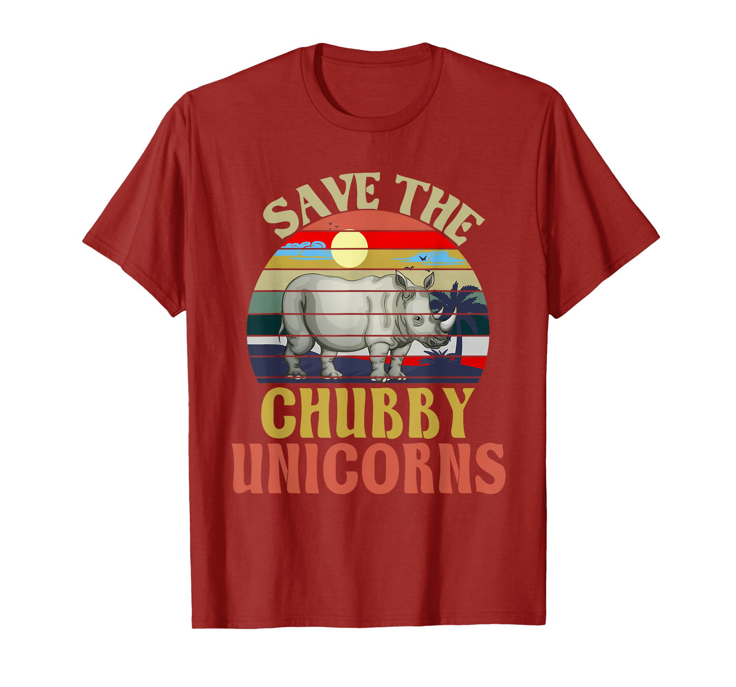 Save The Chubby Unicorn Rhino Retro T-Shirt