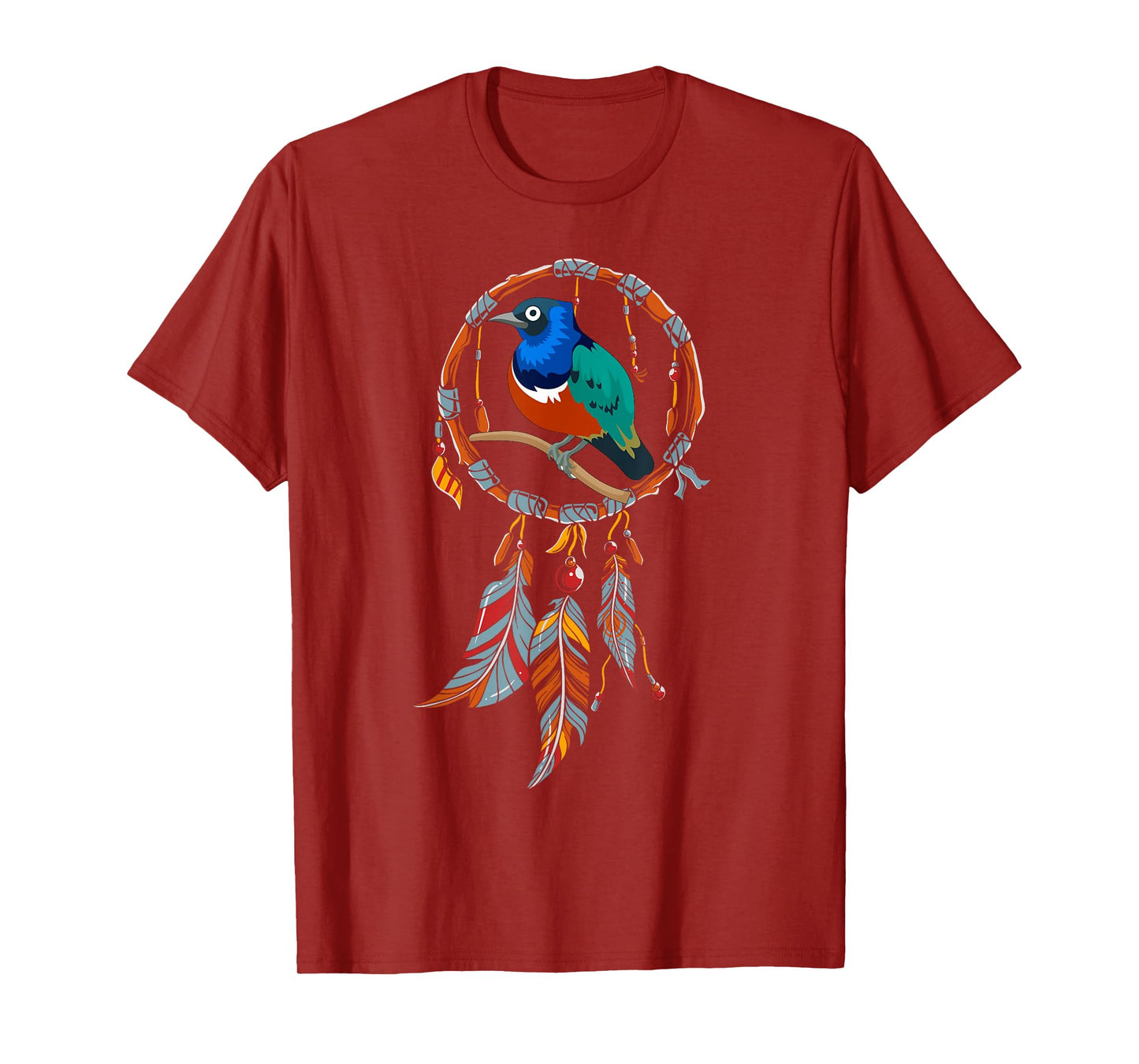 Colourful Feather Hippie Esoteric Gift Bird Dream Catcher T-Shirt