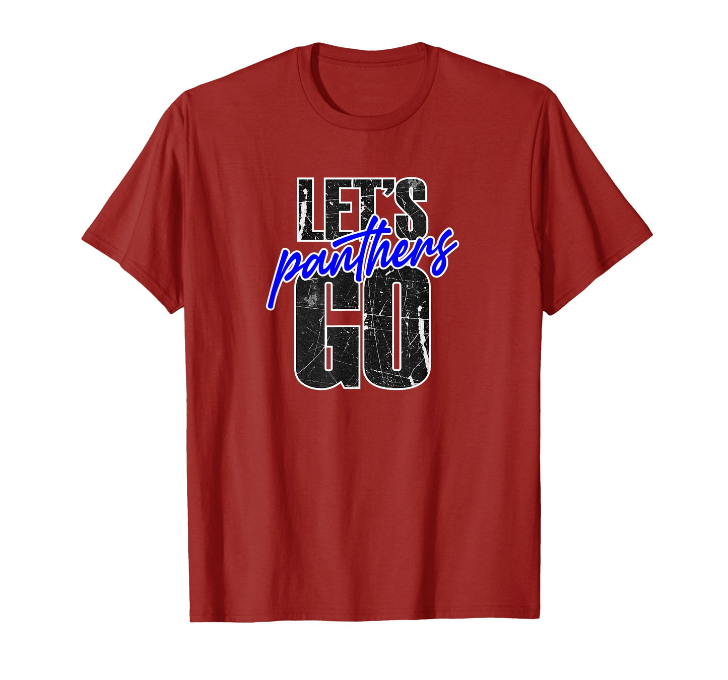 Go Panthers Mascot School Spirit Blue and Black T-Shirt