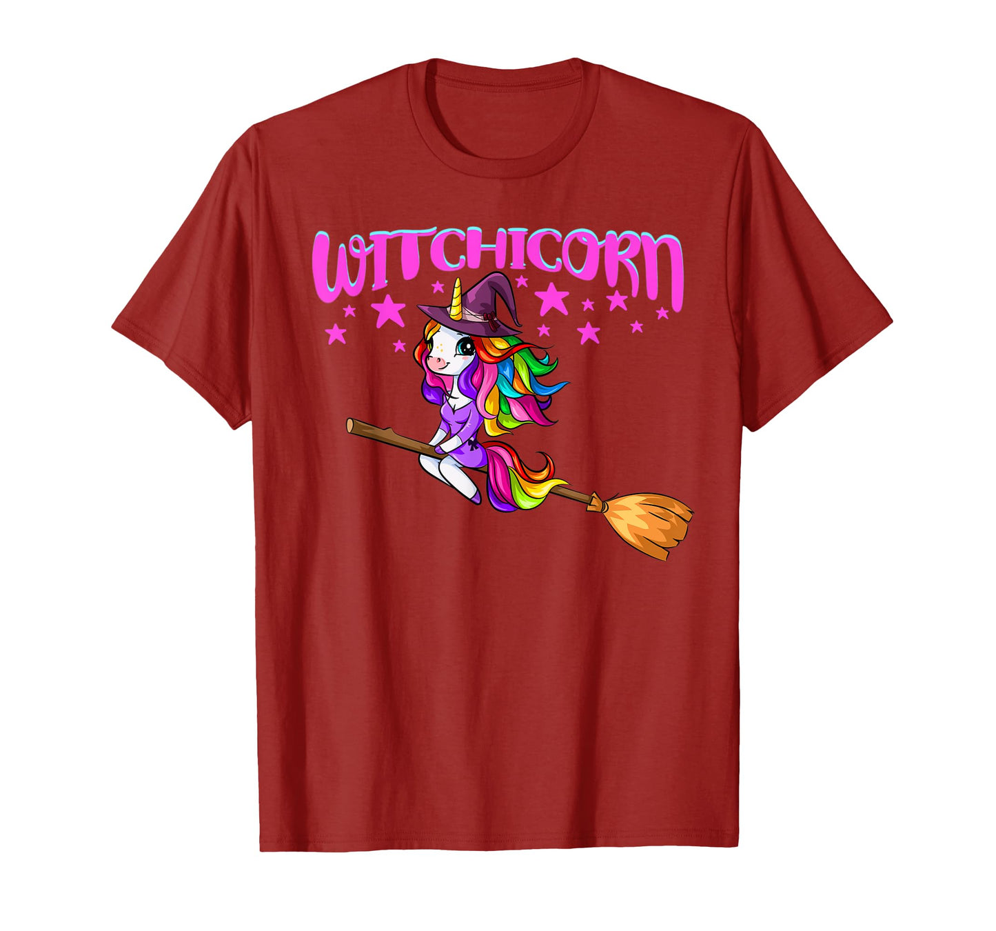Unicorn Witch On A Broomstick Funny Women Halloween Costume T-Shirt