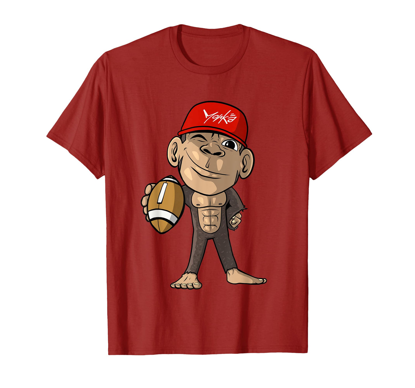 Cute Monkey with Football - American Football T-Shirt