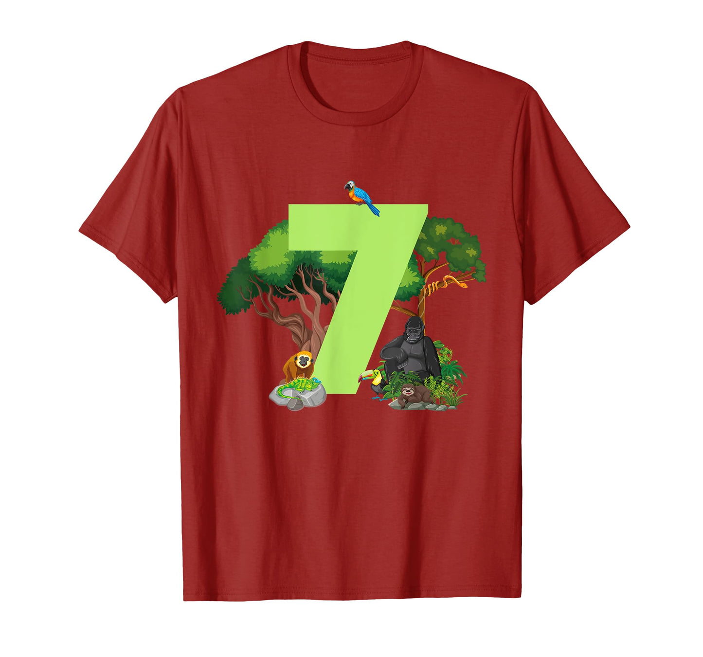 7th Birthday Jungle Animals Safari Rainforest 7 Year Old T-Shirt