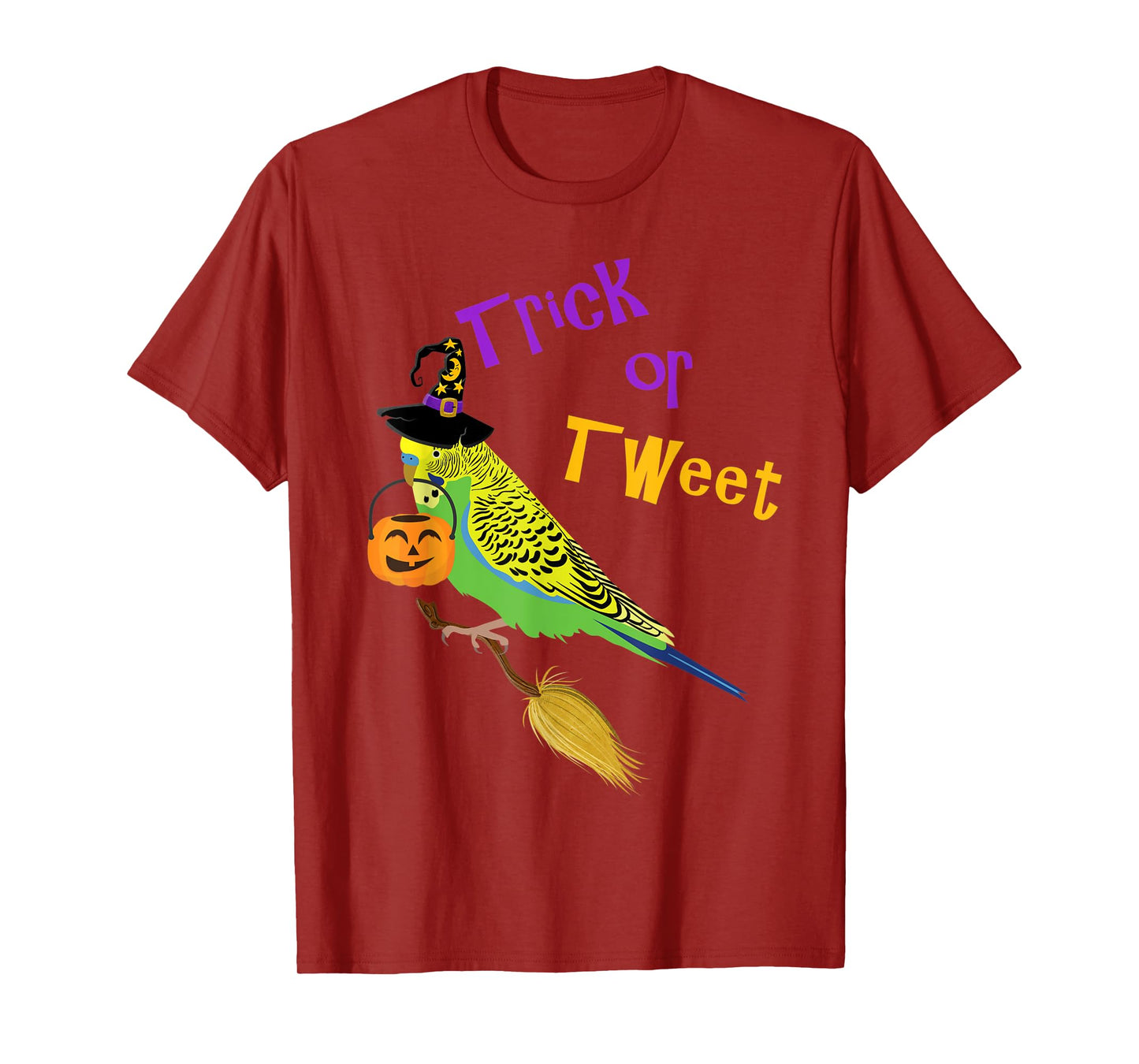 Halloween Trick or Tweet green budgie cute graphic bird T-Shirt