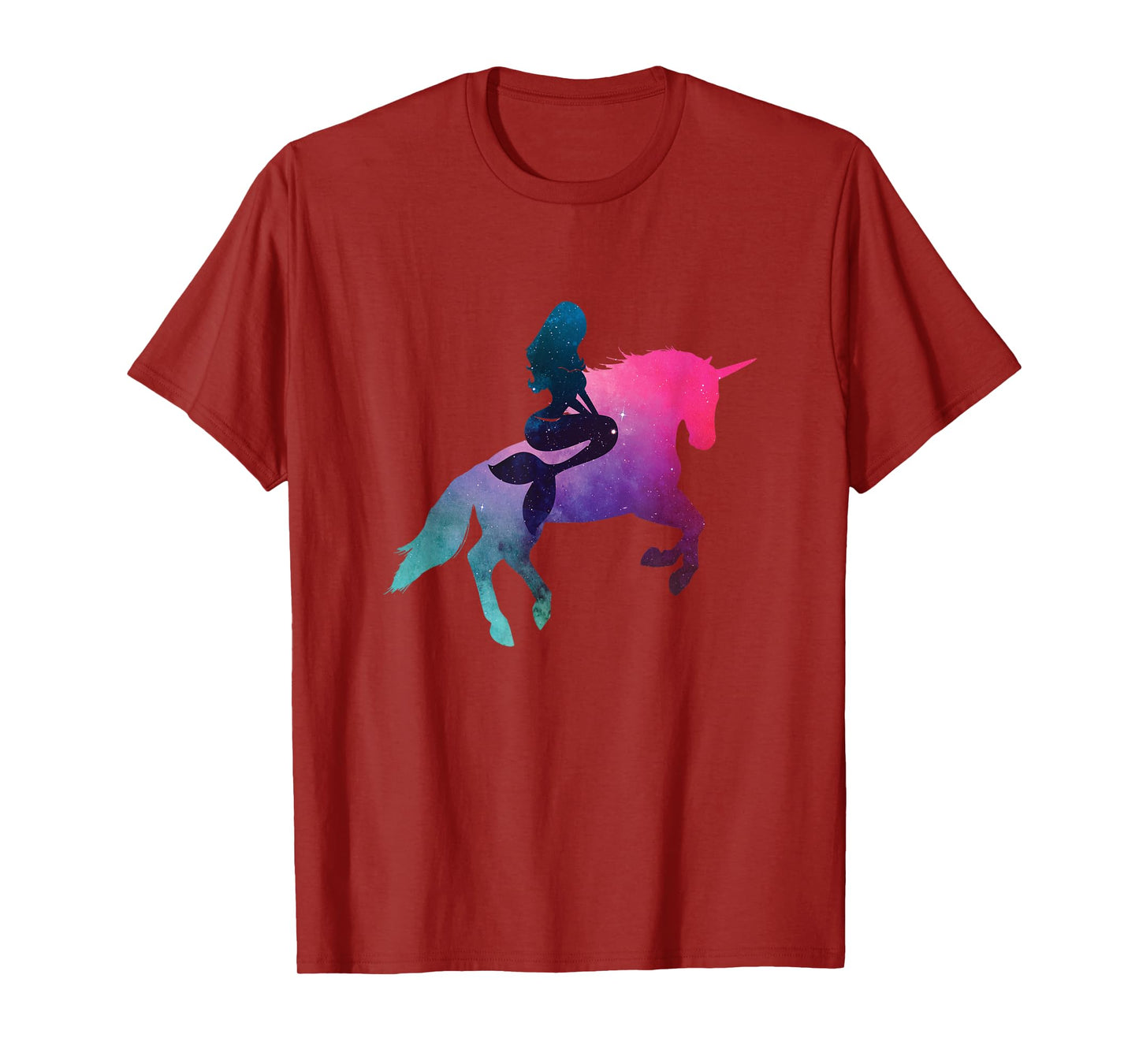 Galaxy Mermaid Riding Unicorn T-Shirt For Women And Kids T-Shirt