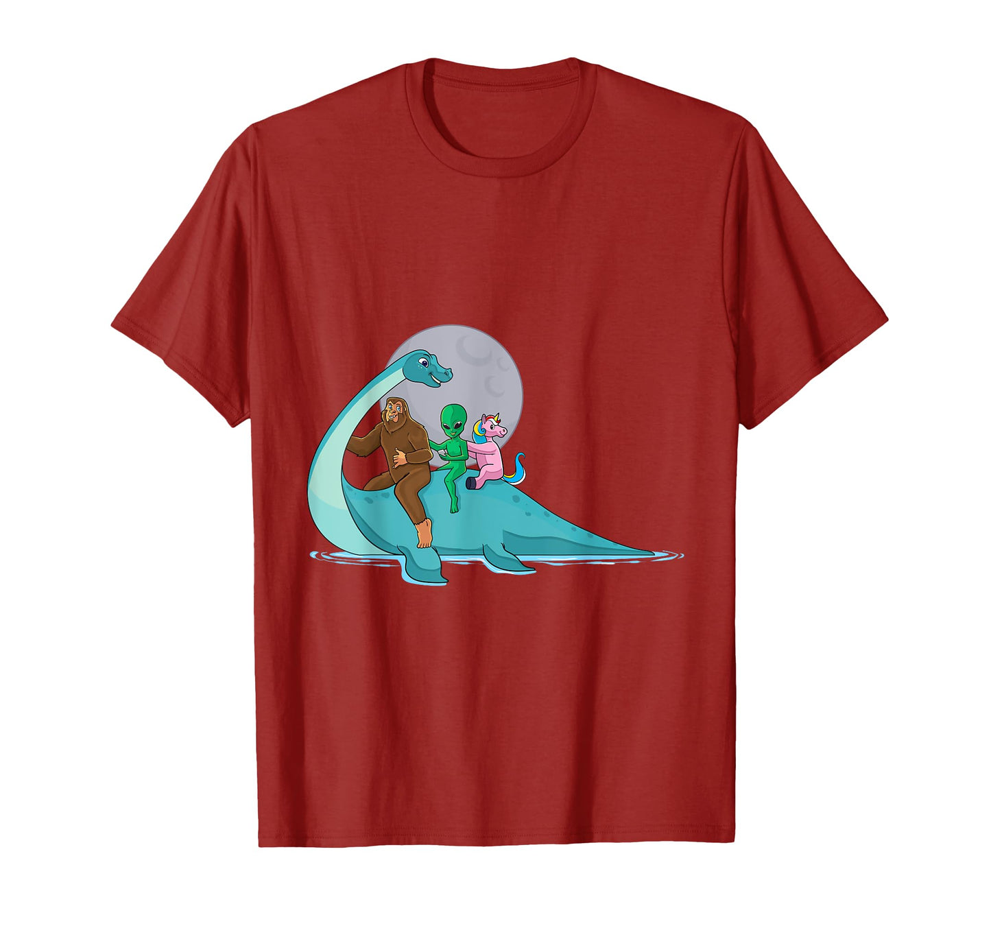 Alien Bigfoot Unicorn Riding Loch Ness Monster Cryptozoology T-Shirt