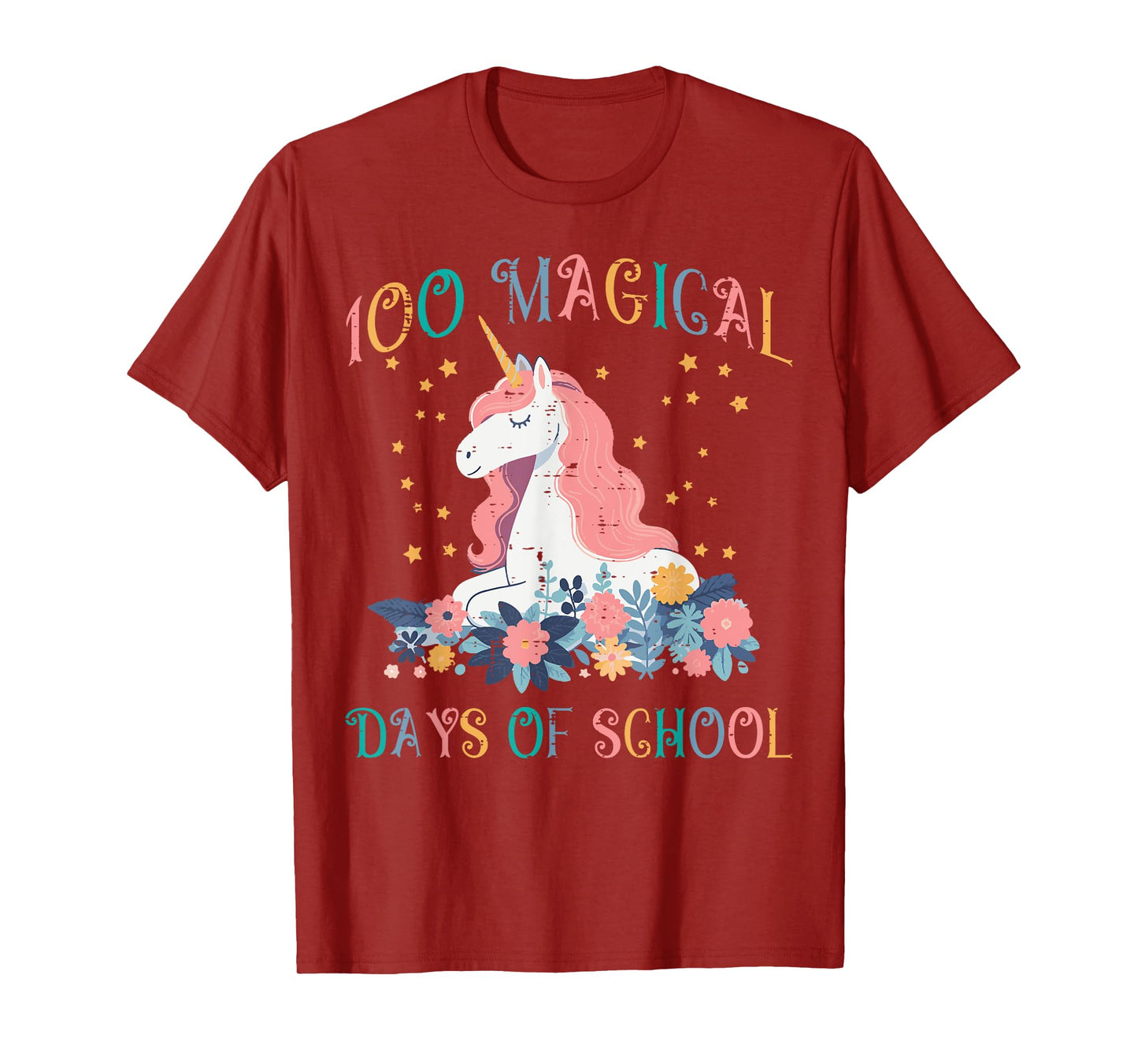 Unicorn 100 Magical Days School 100th Day Toddler Girls Kids T-Shirt