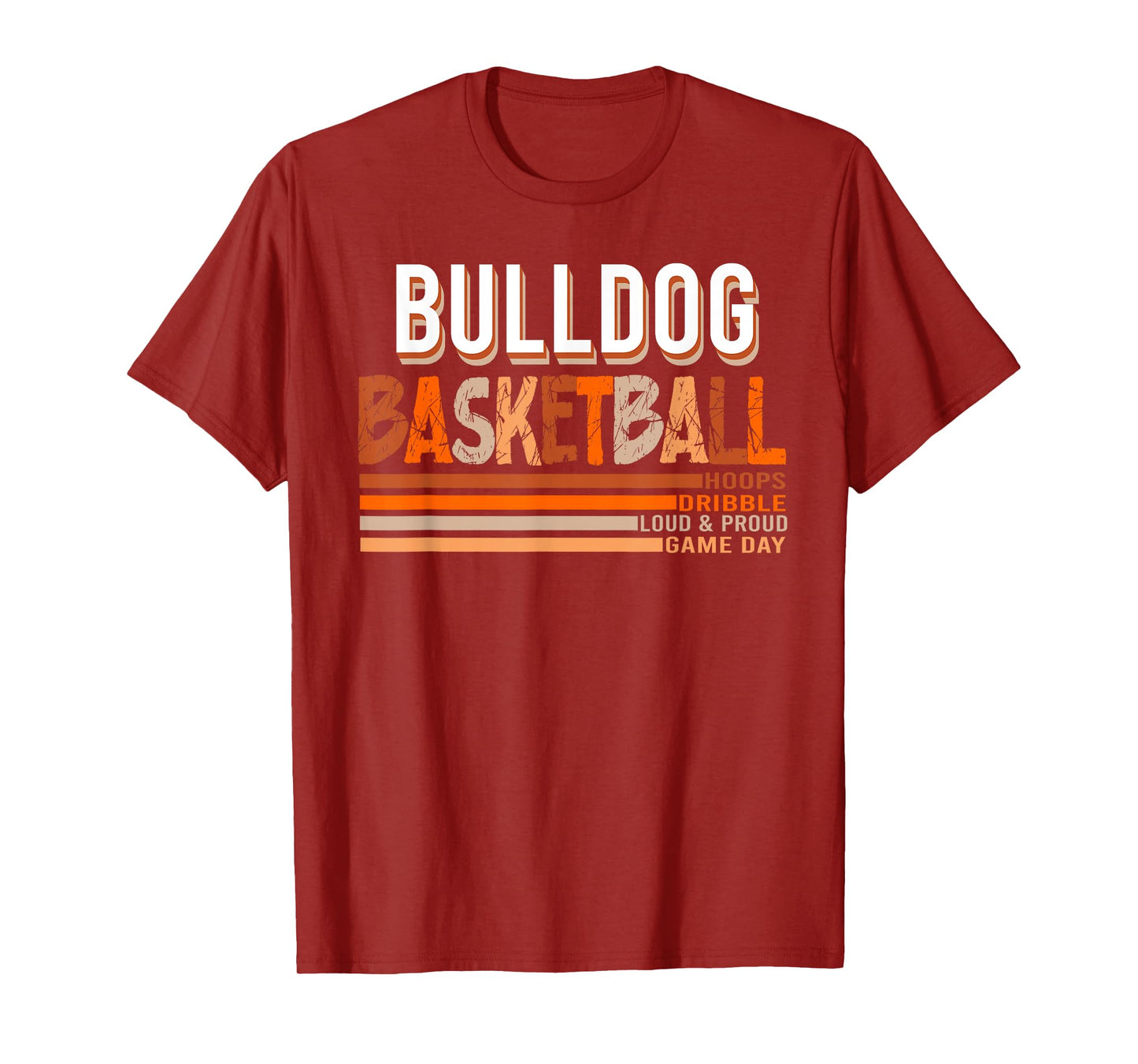 Bulldogs School Spirit Orange Black Retro Basketball Bulldog Men Women Kids T-Shirt