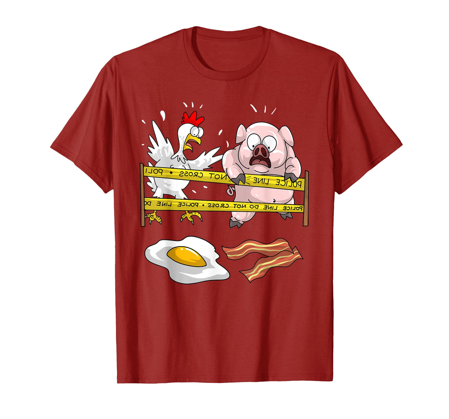 Cute Police Line Do Not Cross | Funny Chicken Pig Eater Gift T-Shirt