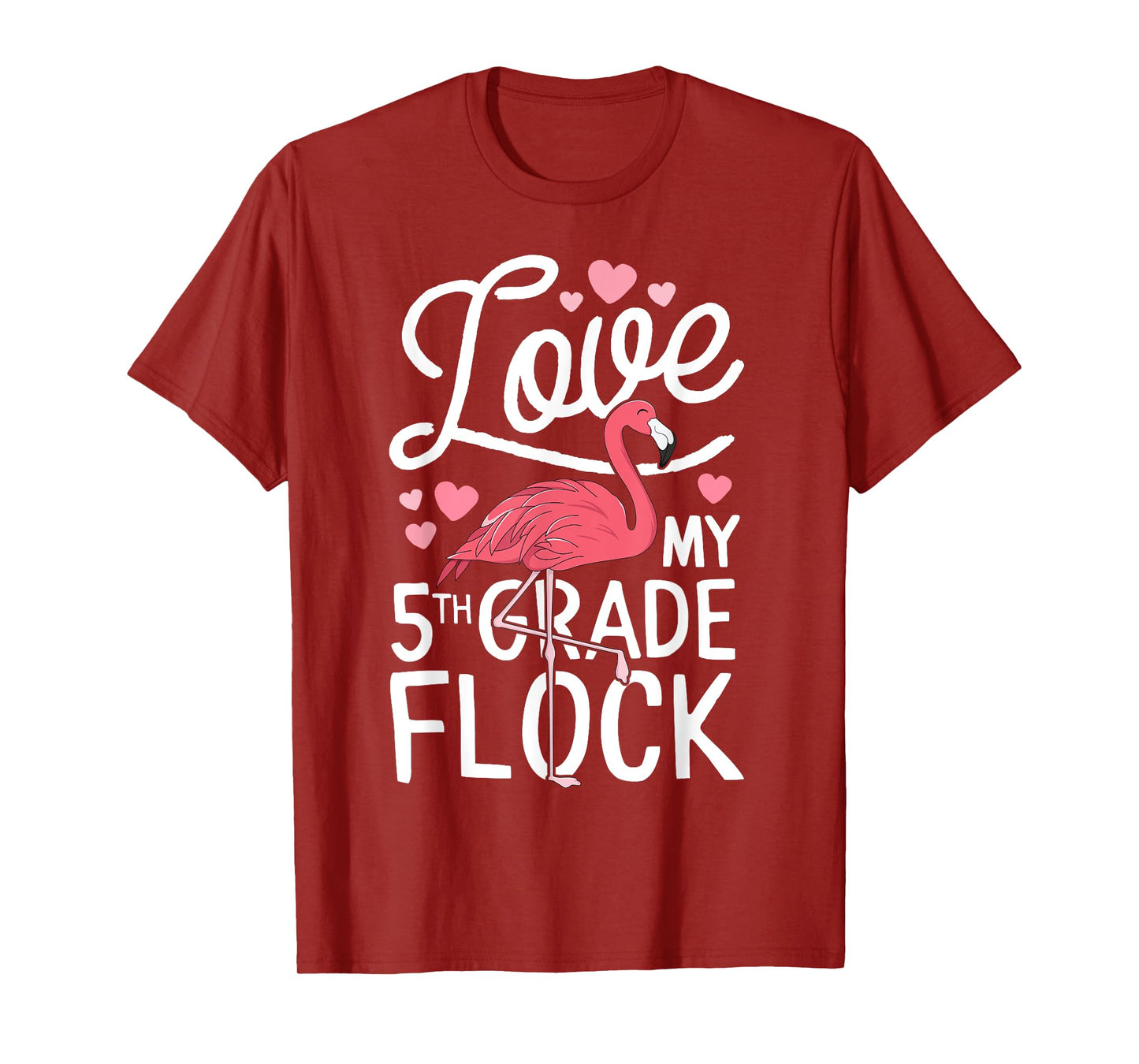 Love My 5th Grade Flock Flamingo Teacher Elementary Gift T-Shirt