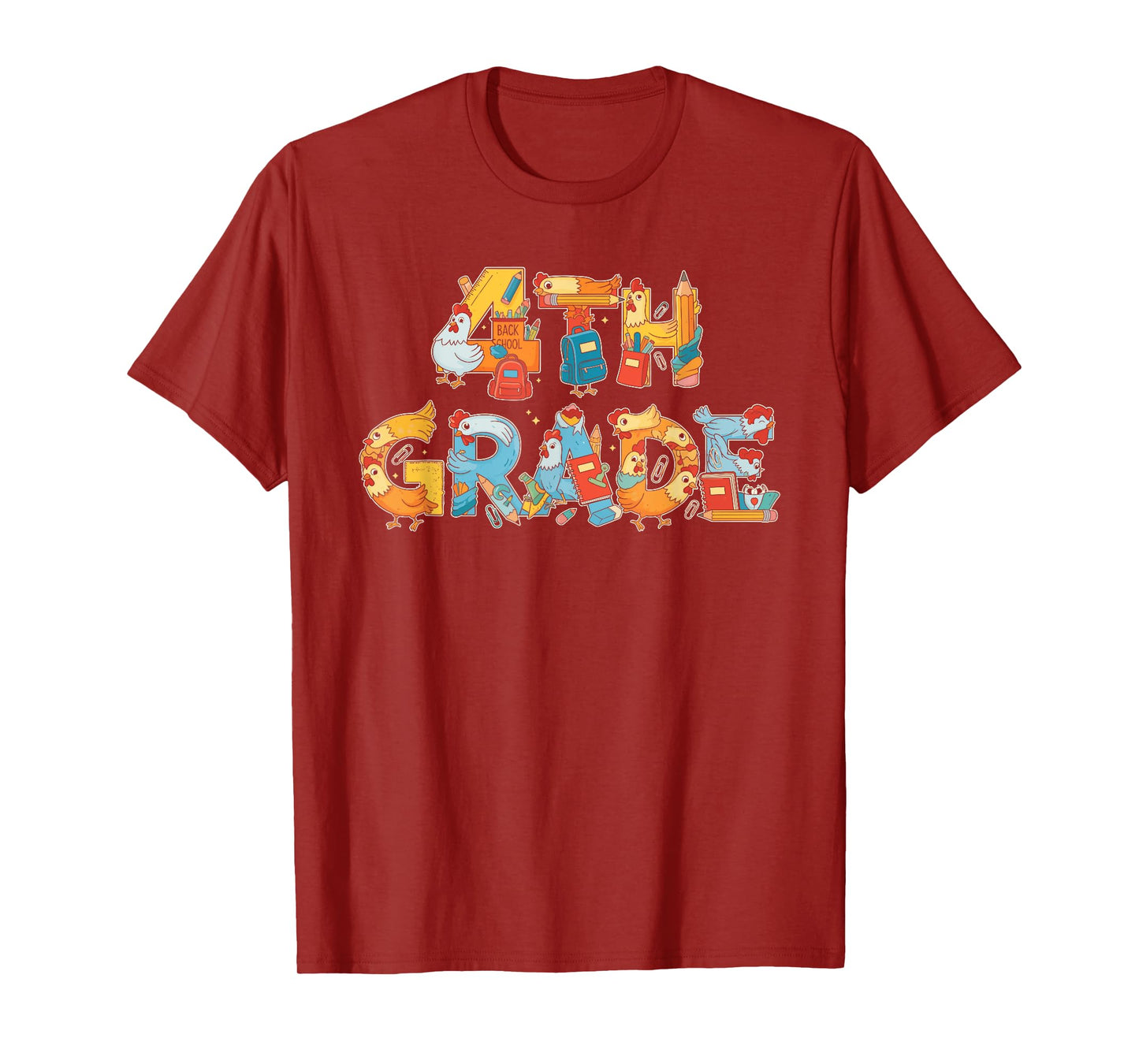 Funny Chicken Fourth Grade Back to School Kids Boys Girls T-Shirt