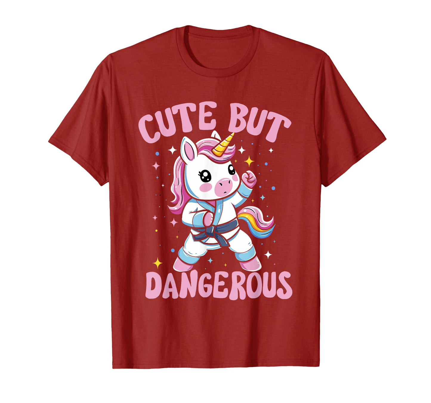 Cute But Dangerous Kawaii Unicorn Playing Karate Girls T-Shirt