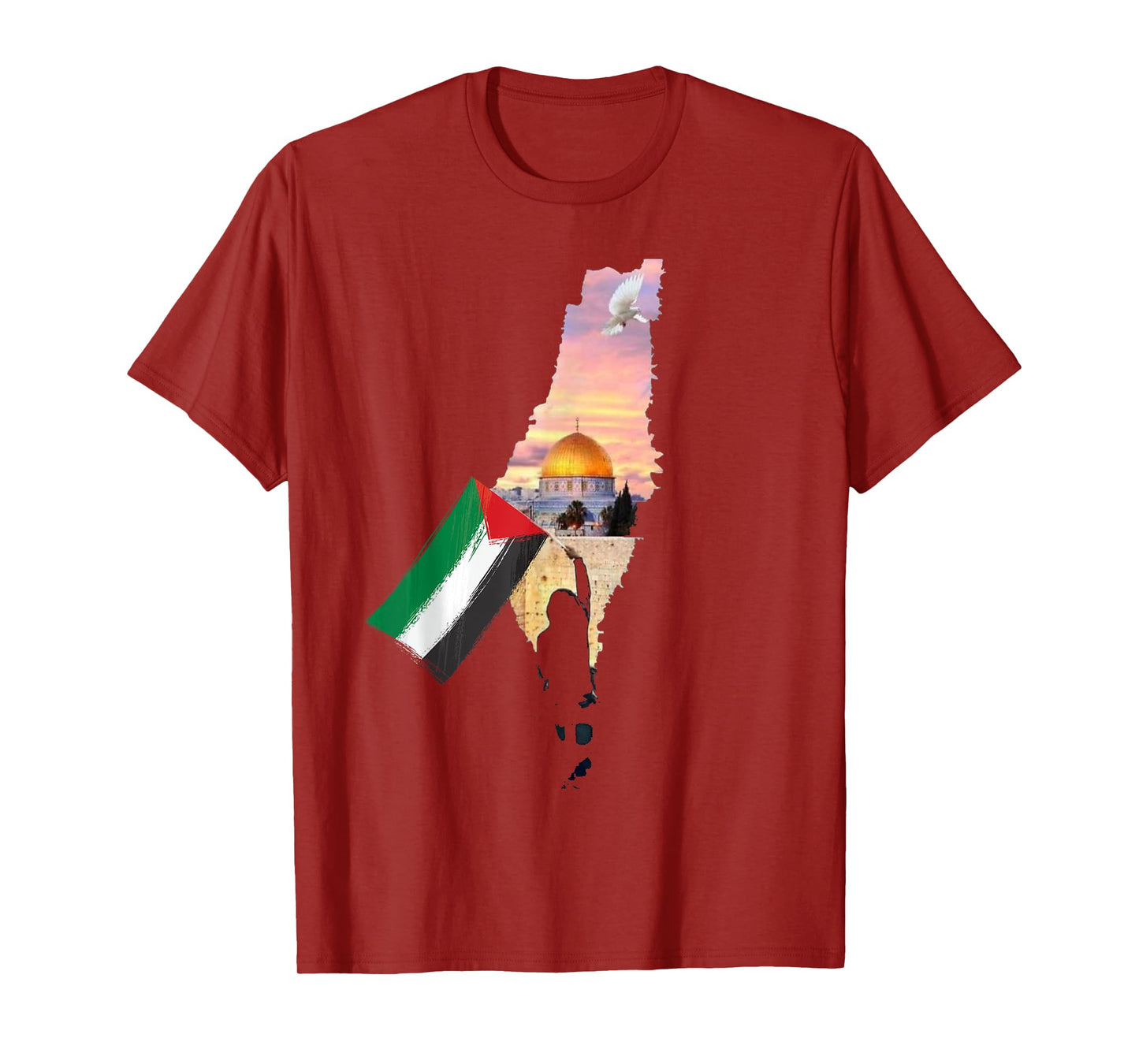 Boy Hold Palestine Map Palestinian's Flag Jerusalem's City T-Shirt