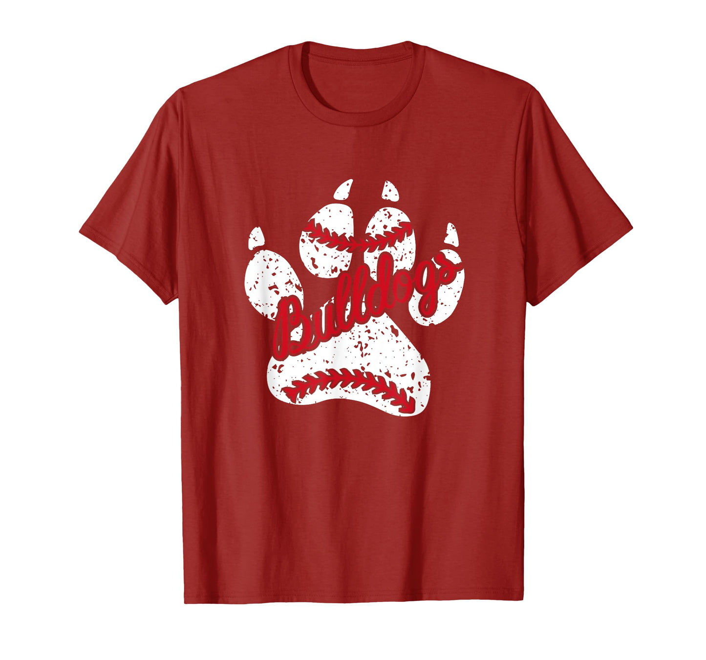 Go Bulldogs Pawprint School Mascot Spirit Baseball T-Shirt