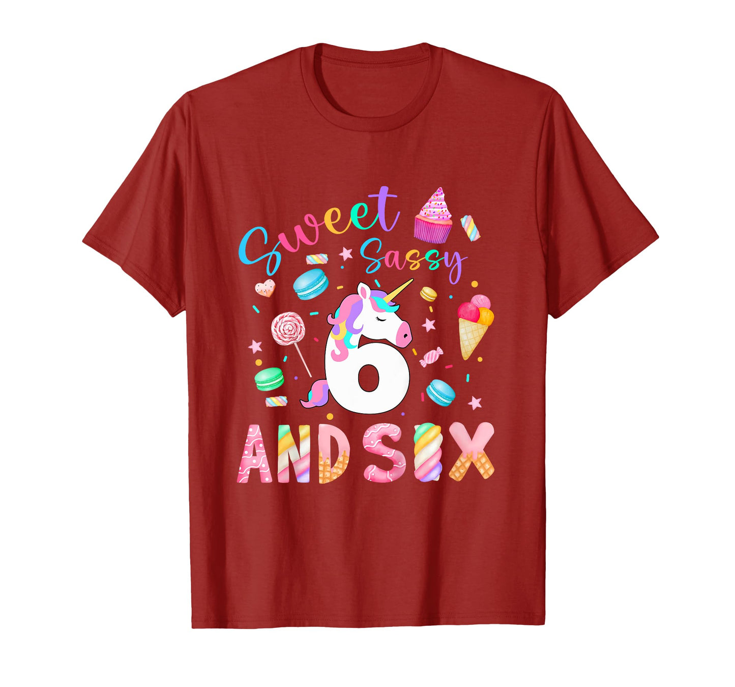 Kids Kids 6th Birthday Girl Sweet Sassy & 6 Magical Unicorn Bday T-Shirt