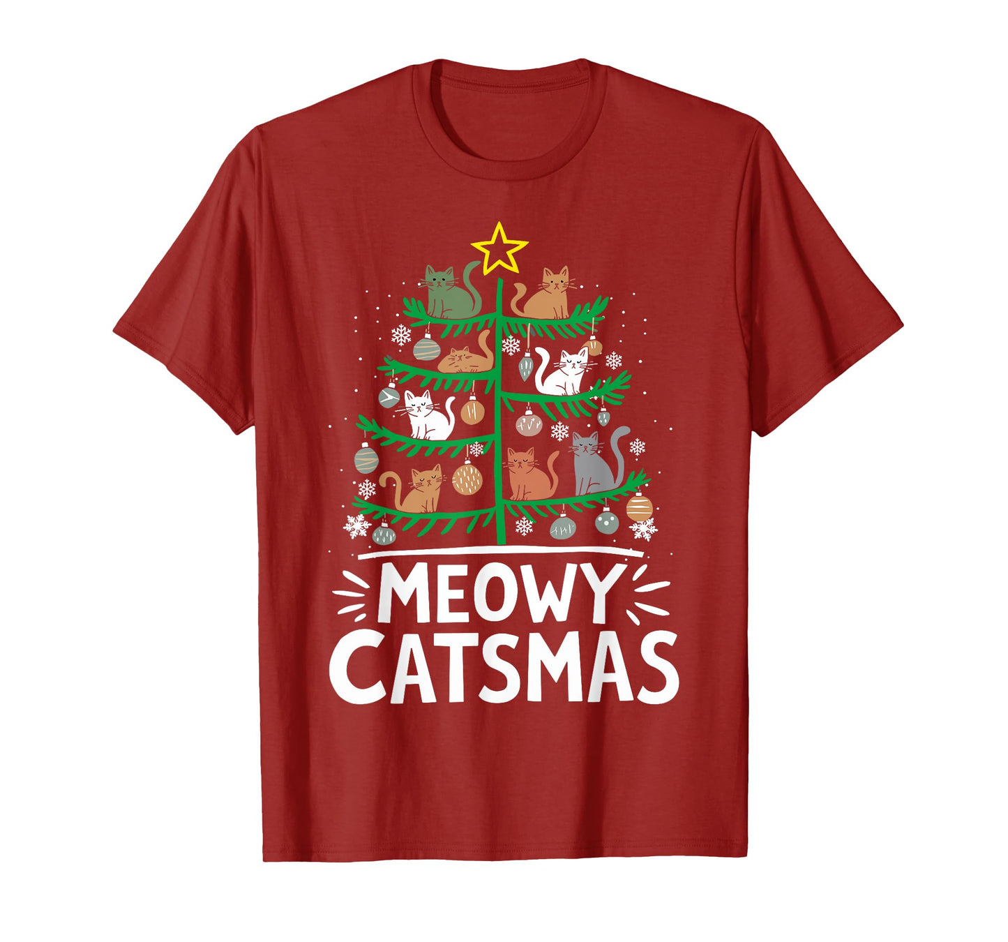 Meowy Catmas Cat Christmas Tree Xmas Funny Santa Cat T-Shirt