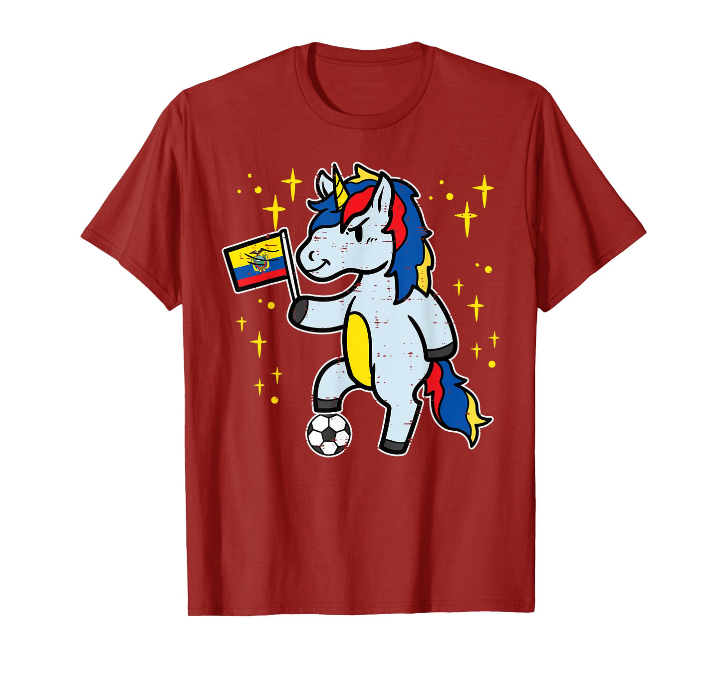 Ecuador Flag Unicorn Football Soccer Fan Women Girls Kids T-Shirt