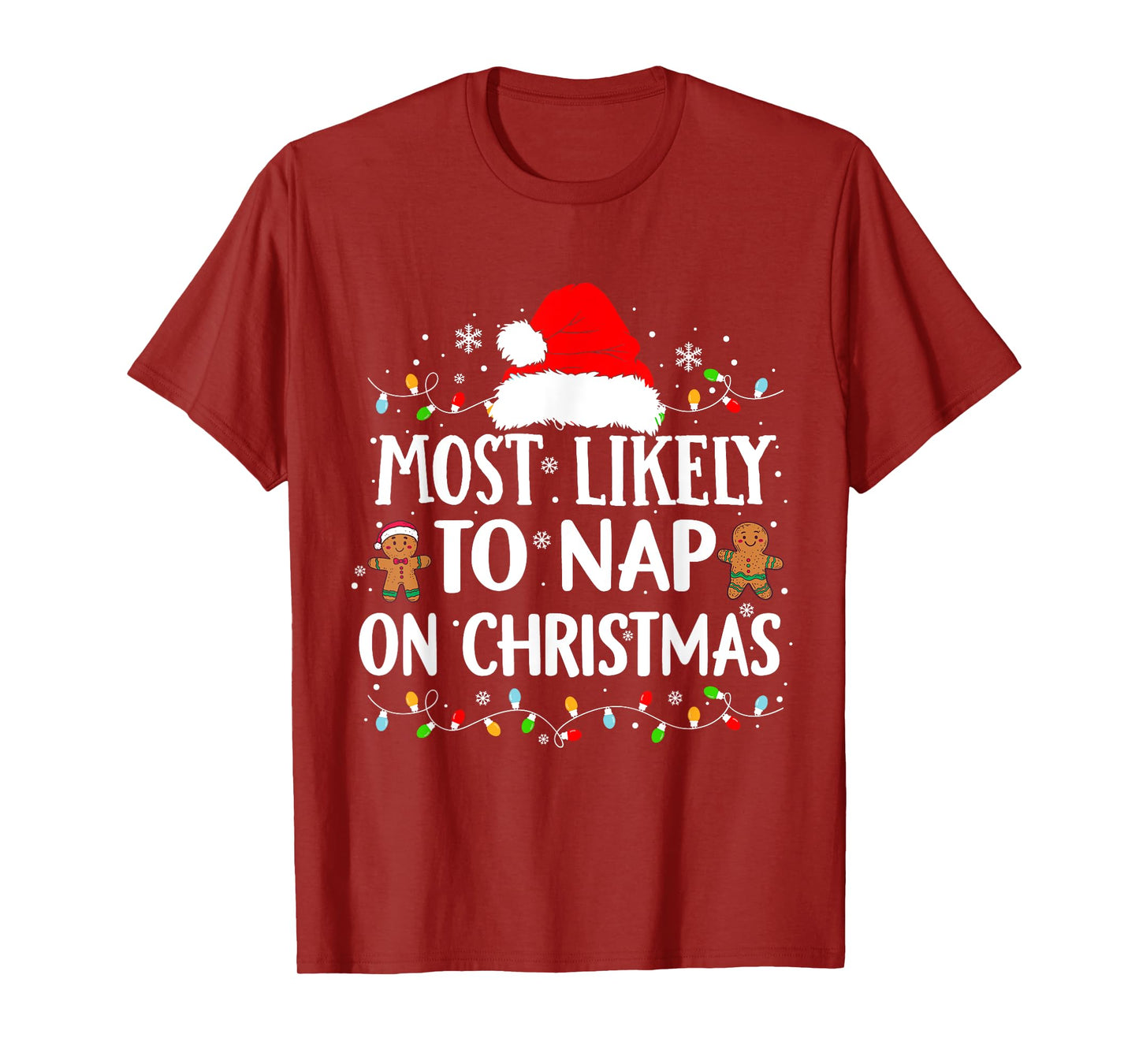Most Likely To Nap On Christmas Funny Xmas Nap T-Shirt
