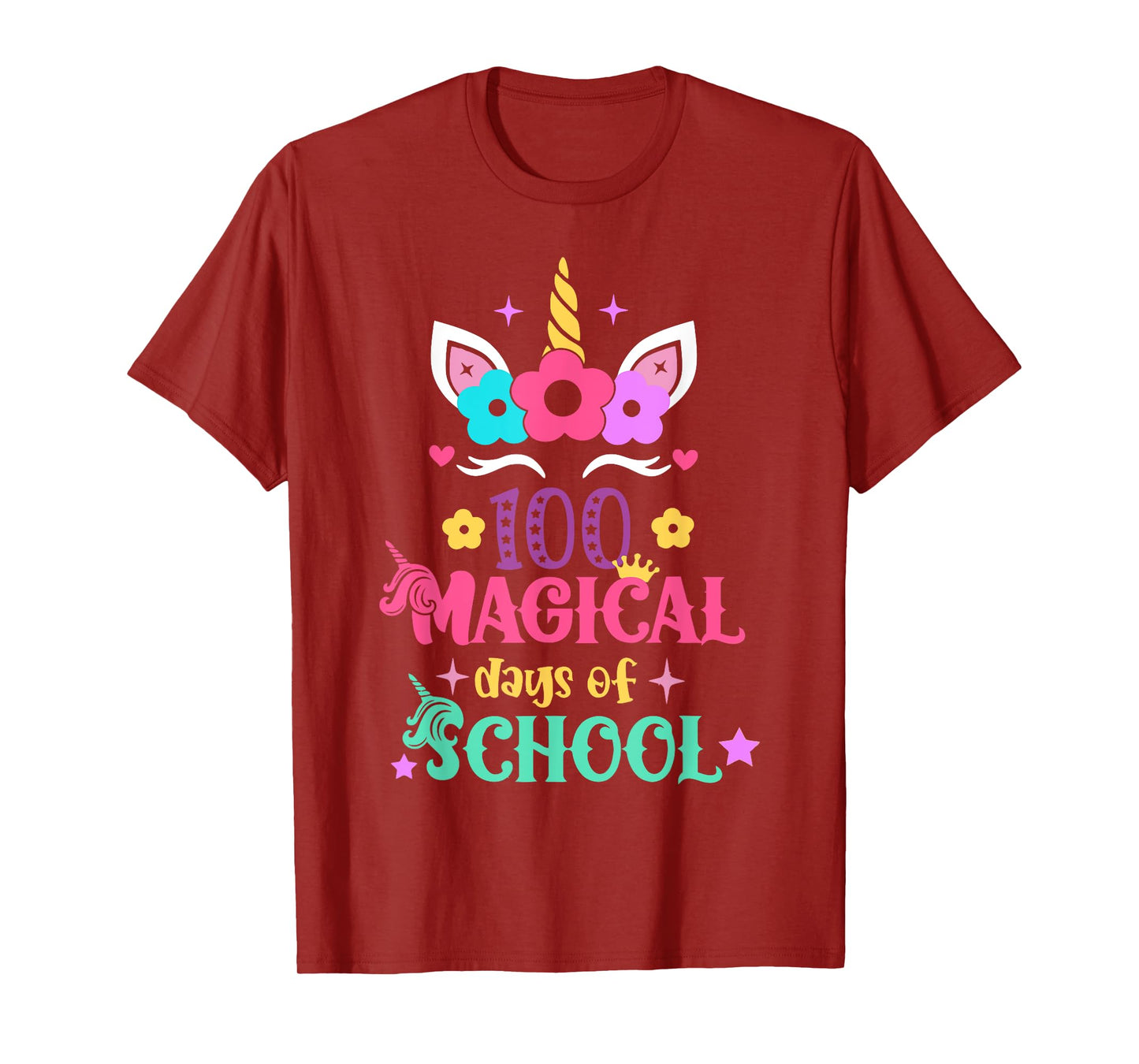 100th Day of School Unicorn 100 Magical Days Women Girls T-Shirt
