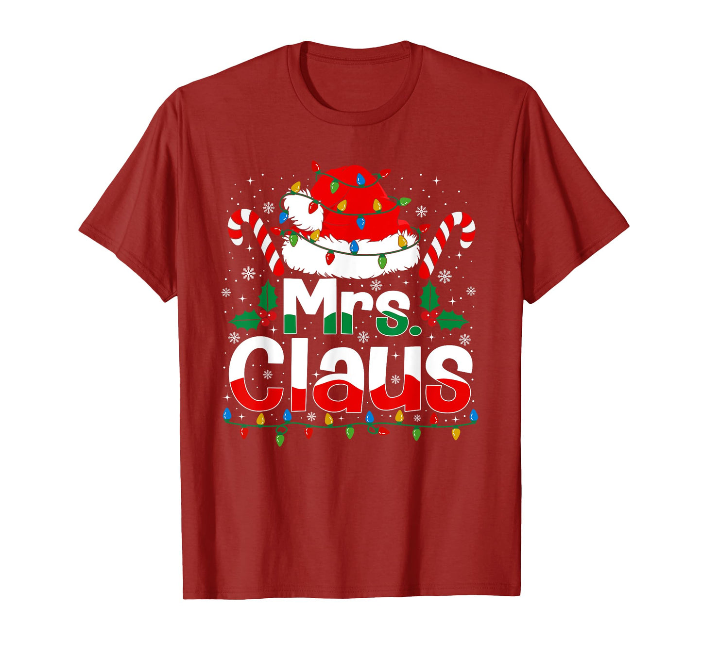 Mr and Mrs Claus Santa Hat Xmas Funny Christmas Couples T-Shirt