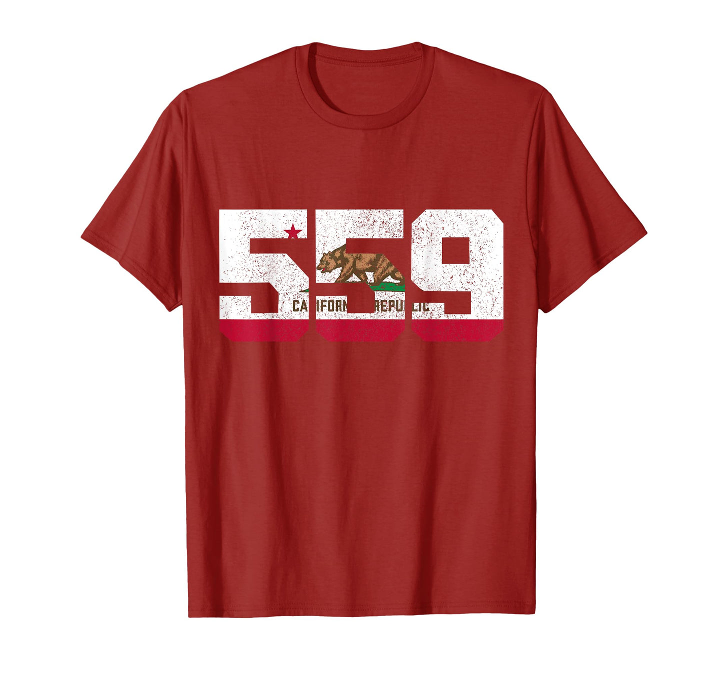Fresno California 559 Area Code Pride Vintage Flag T-Shirt