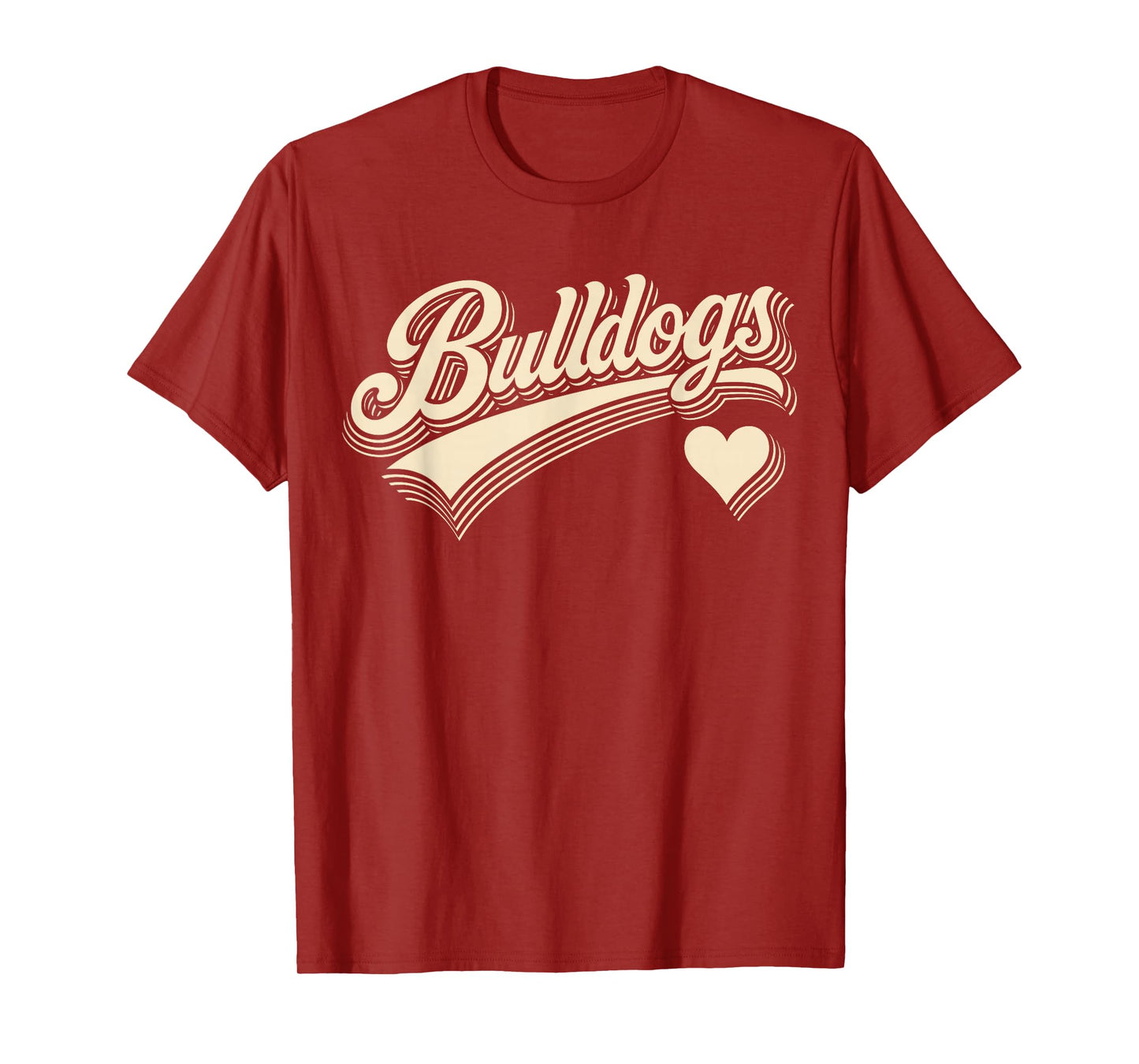 Retro Bulldogs Vintage Heart Design Gift For Men Women Kids T-Shirt