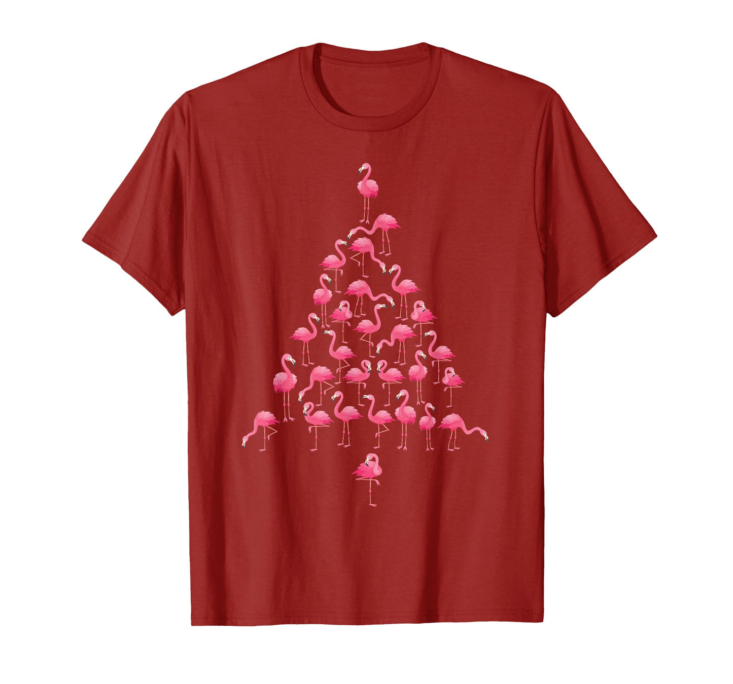 Funny Flamingo Christmas Tree Ornithologist Xmas Women Men T-Shirt