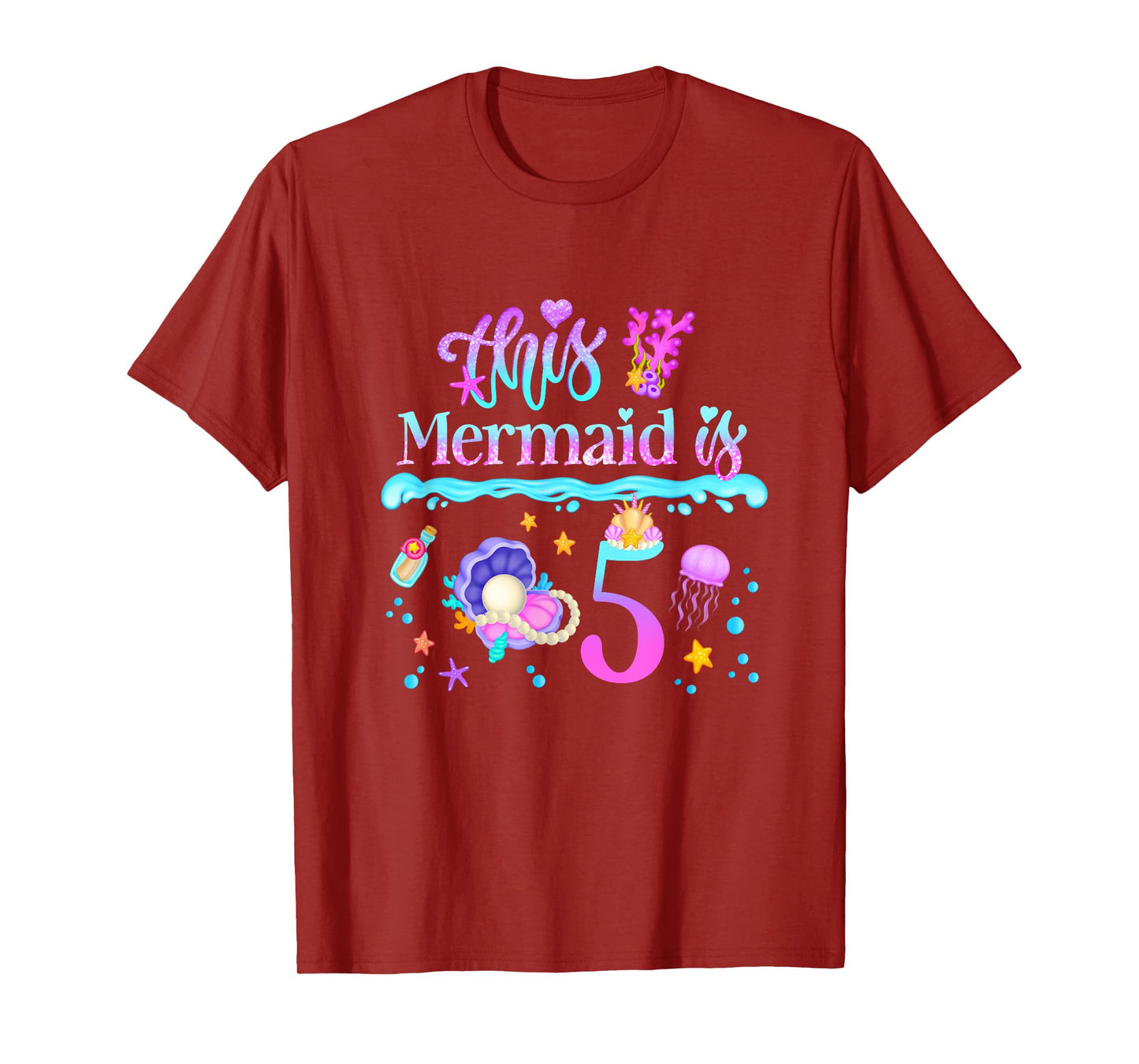 This Mermaid is 5 Years Old 5th Girls Birthday Party Kids T-Shirt