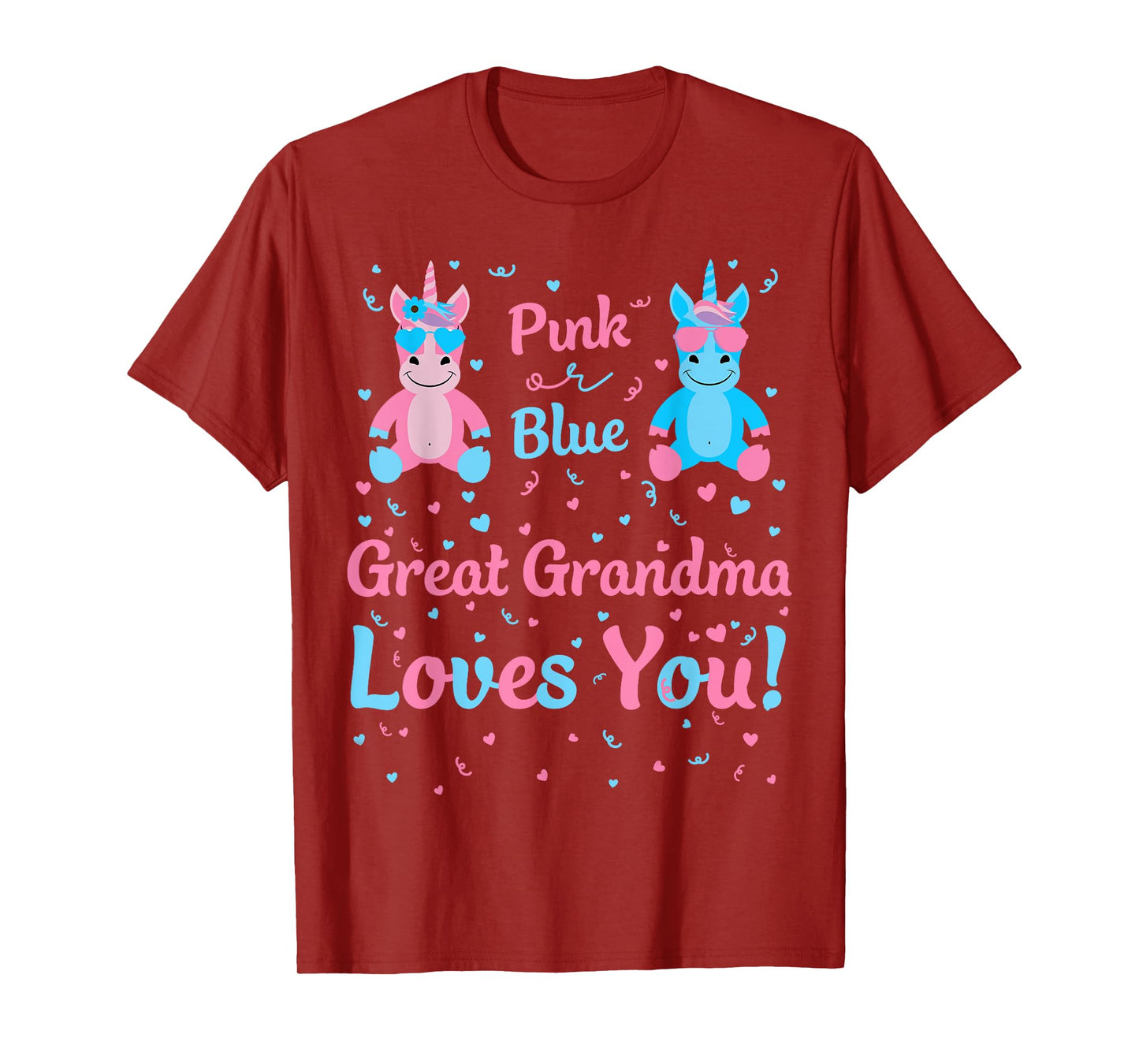 Great Grandma Gender Reveal Pink or Blue Unicorn for Family T-Shirt